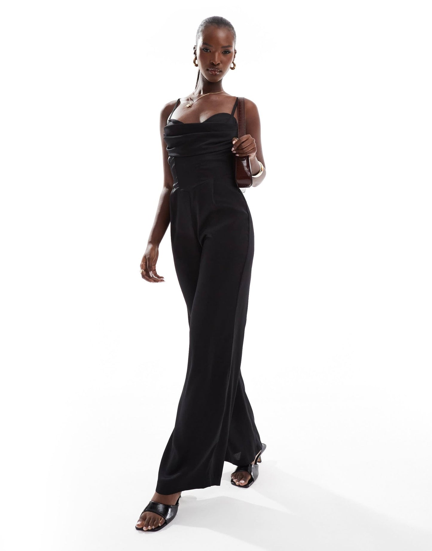 Jaded Rose satin corset jumpsuit in black - ASOS Sample Sale