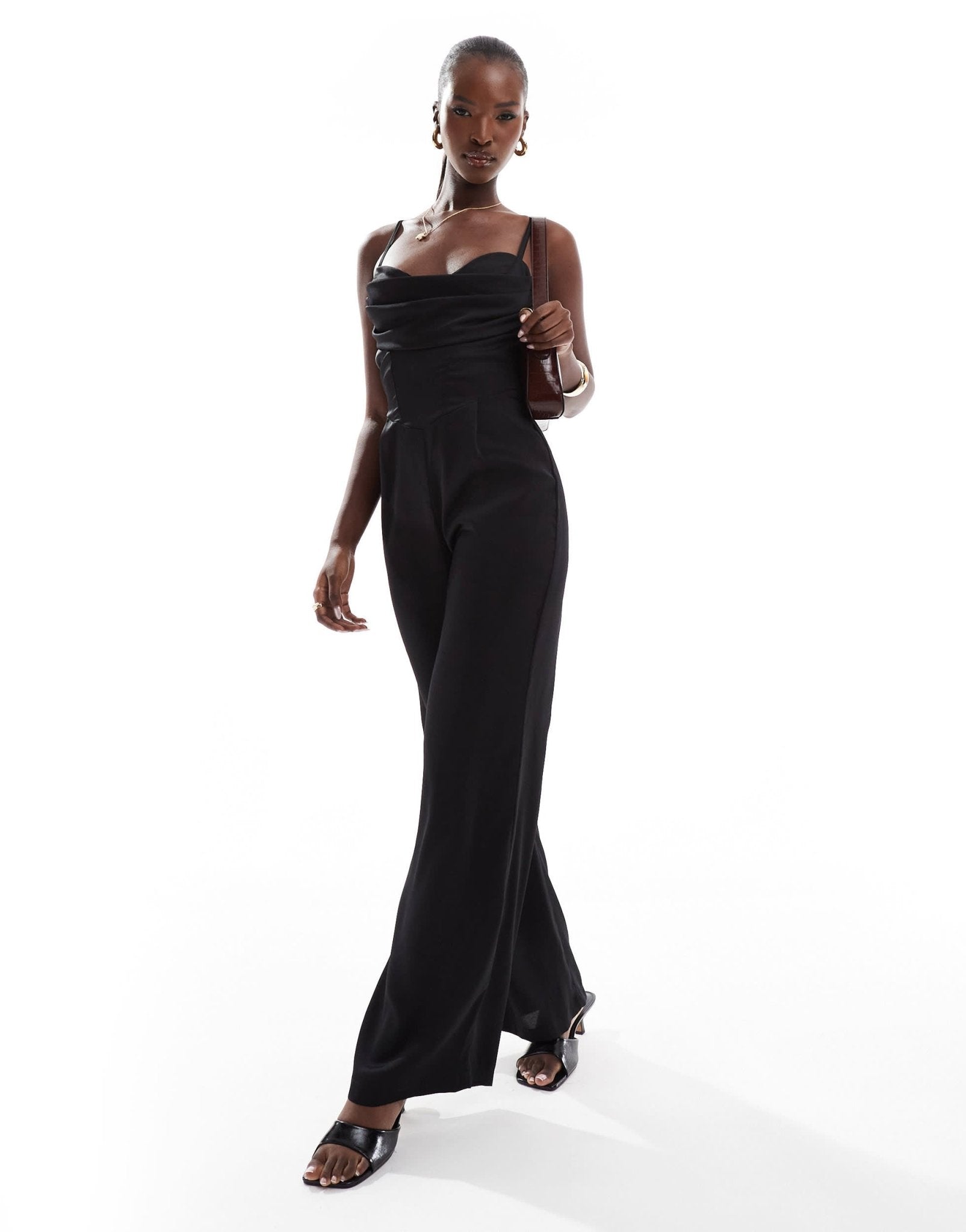 Jaded Rose satin corset jumpsuit in black - ASOS Sample Sale