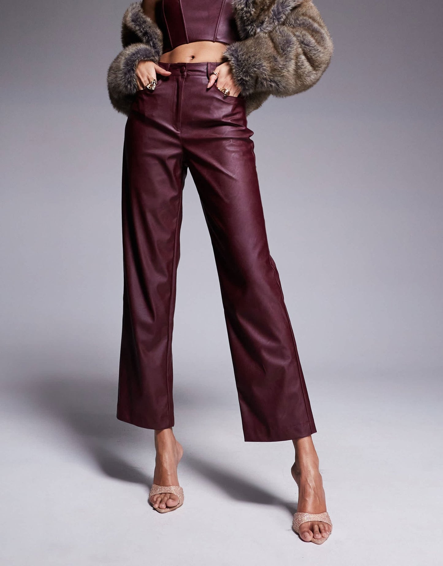 Jaded Rose straight leg trousers co - ord in oxblood - ASOS Sample Sale