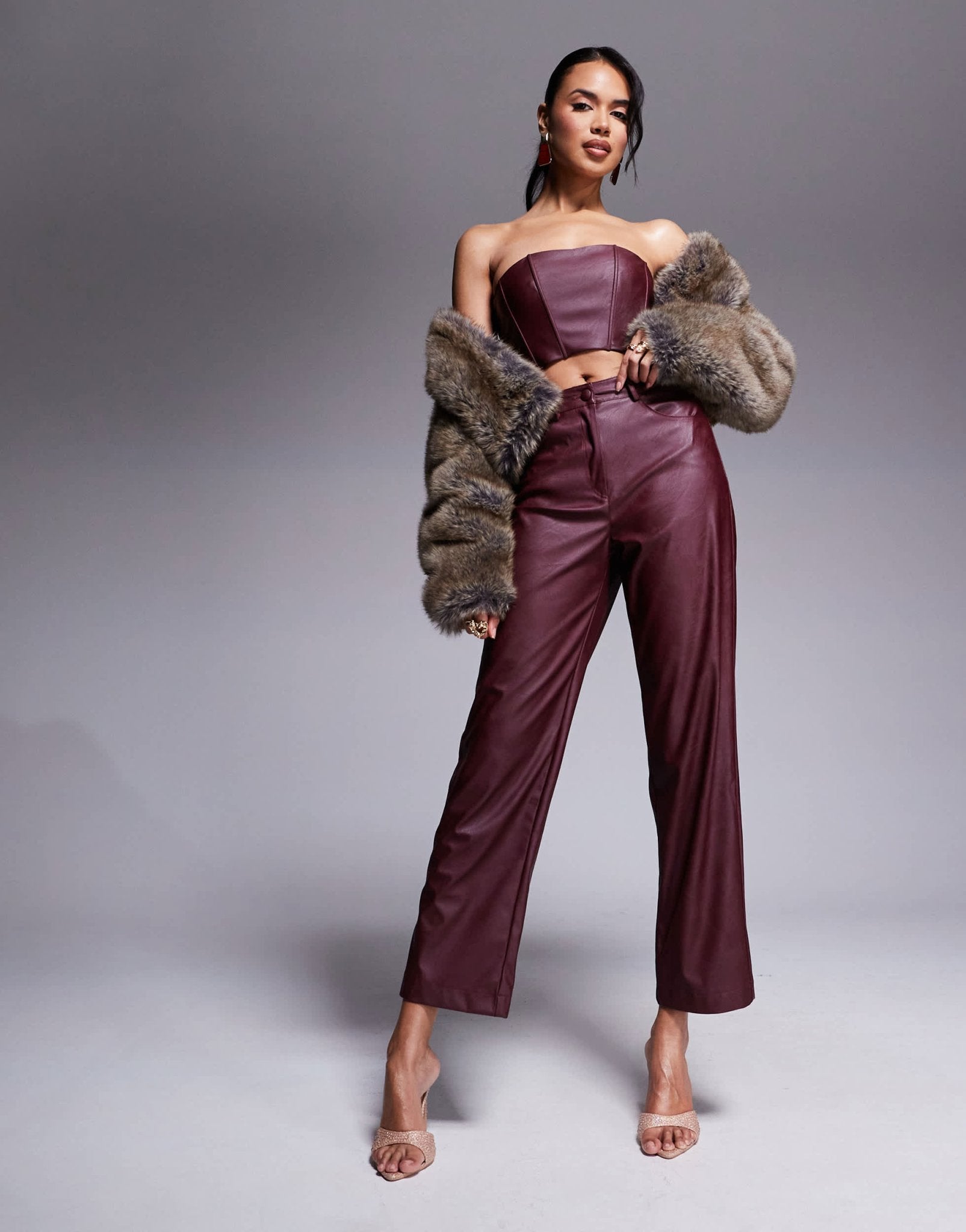 Jaded Rose straight leg trousers co - ord in oxblood - ASOS Sample Sale