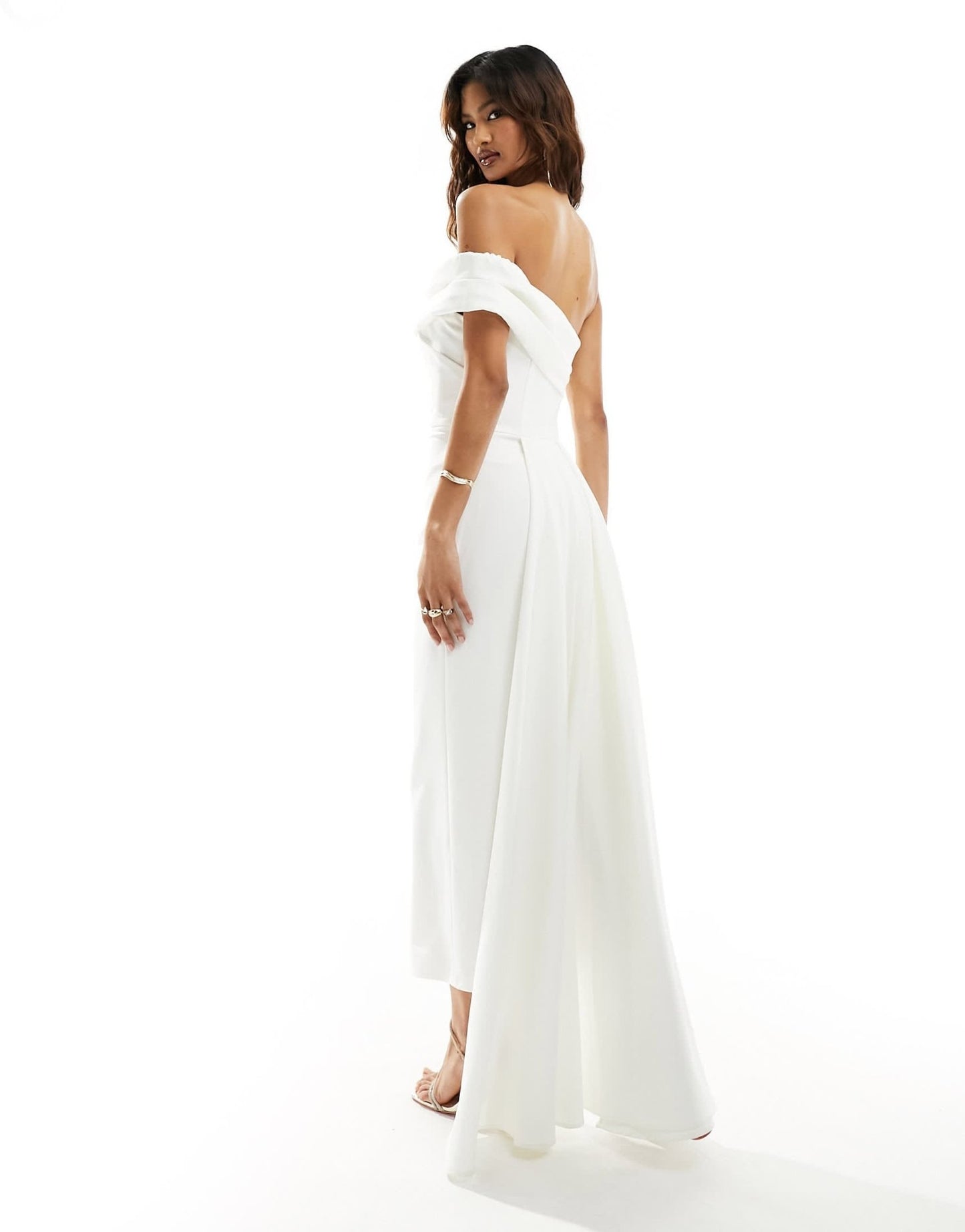 Jarlo clean bandeau maxi dress with train in ivory - ASOS Sample Sale