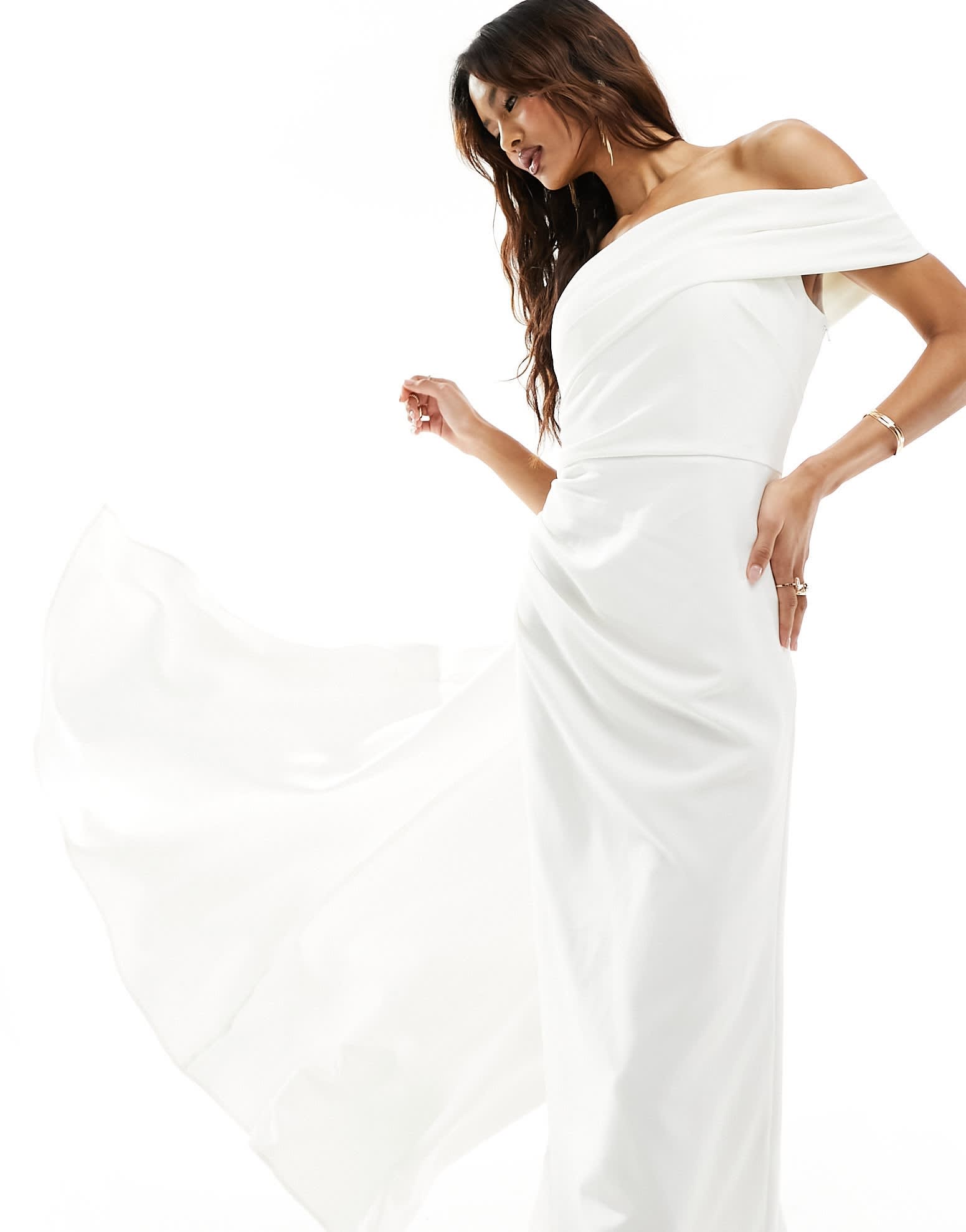 Jarlo clean bandeau maxi dress with train in ivory - ASOS Sample Sale