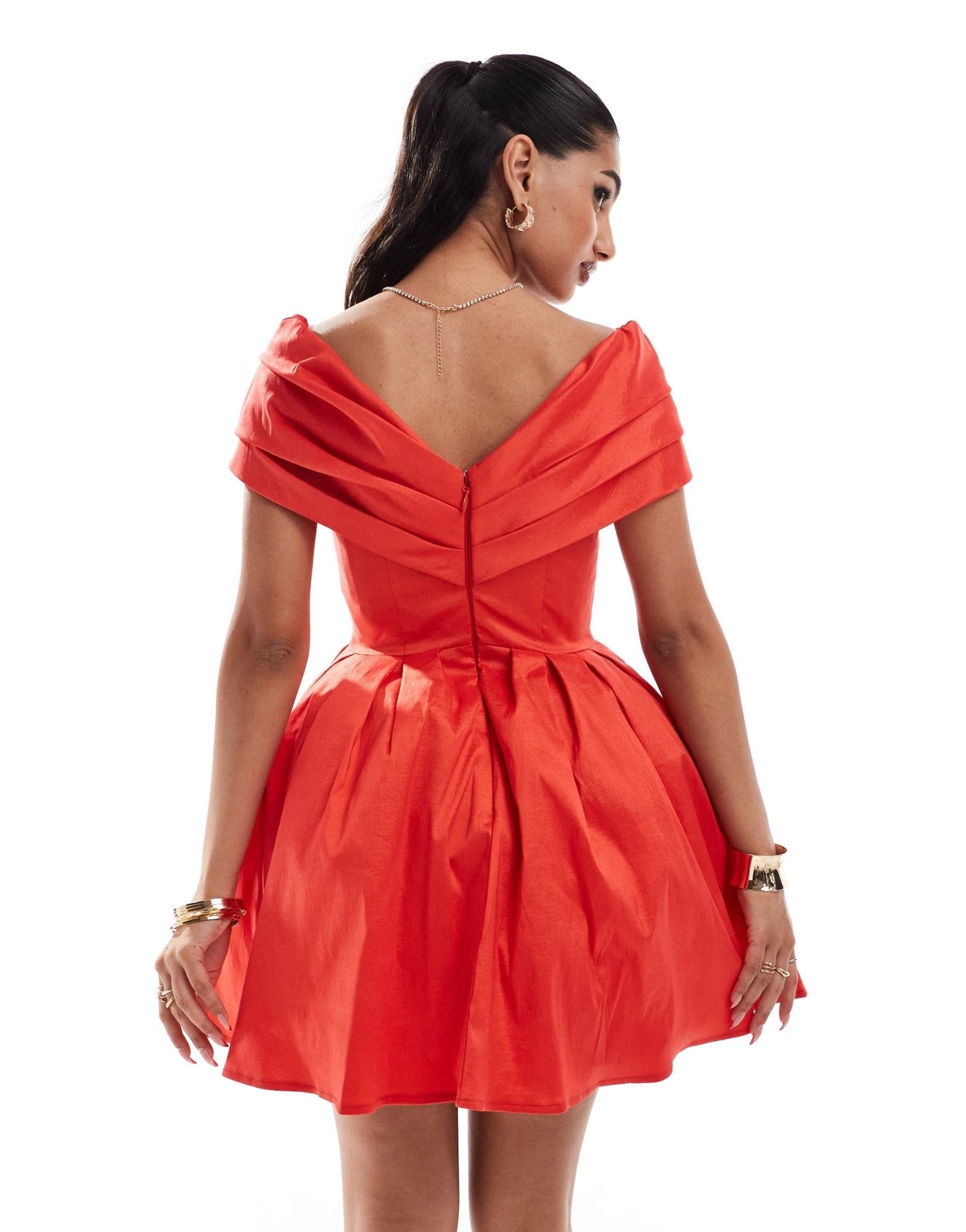 Jarlo off the shoulder a - line mini dress in red - ASOS Sample Sale