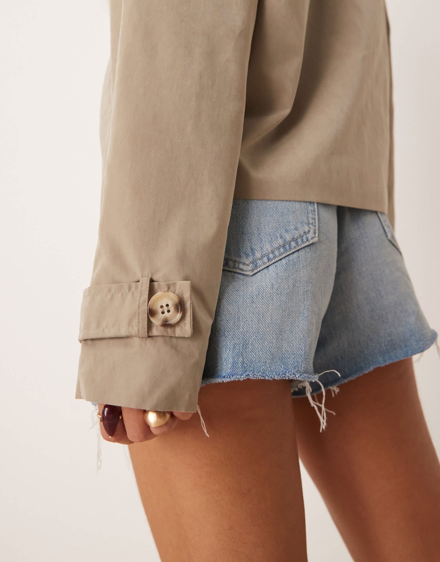 JDY boxy short trench coat in beige - ASOS Sample Sale