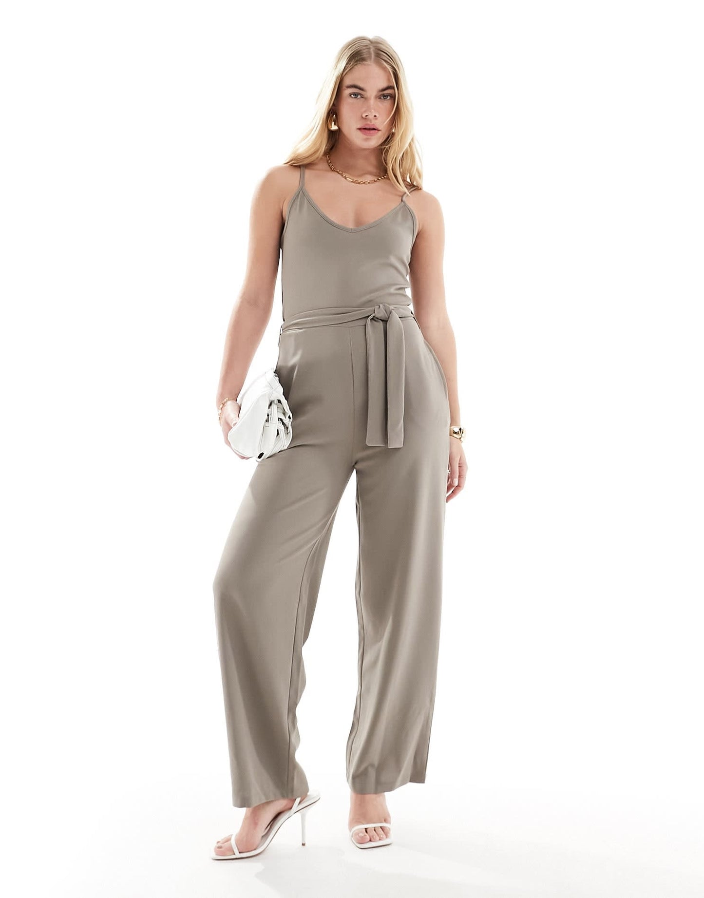 JDY cami jumpsuit in stone - ASOS Sample Sale