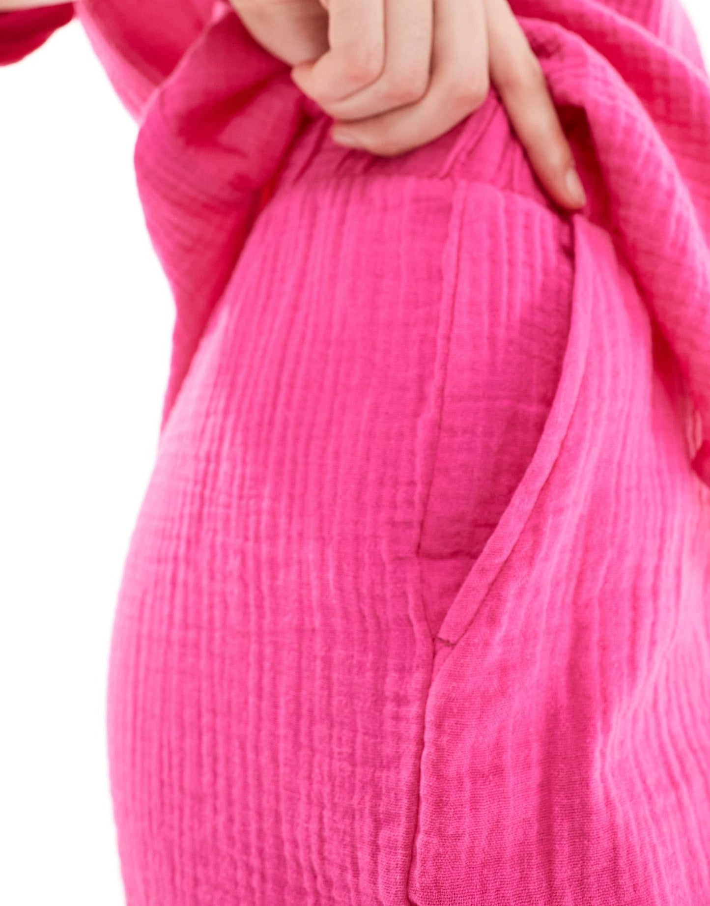 JDY cheesecloth short co - ord in bright pink - ASOS Sample Sale