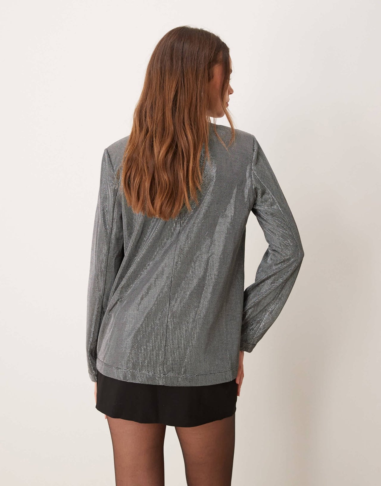 JDY collarless blazer in metallic silver - ASOS Sample Sale