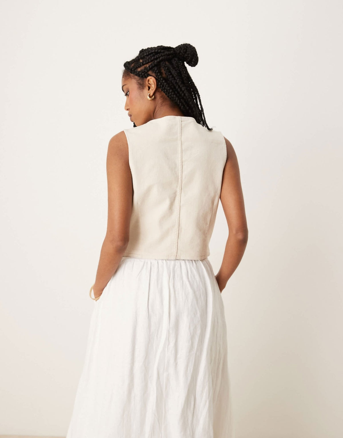 JDY denim waistcoat in ecru - ASOS Sample Sale