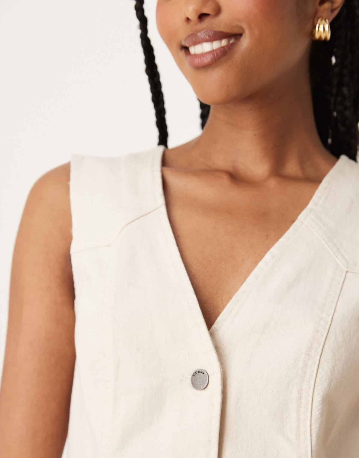 JDY denim waistcoat in ecru - ASOS Sample Sale