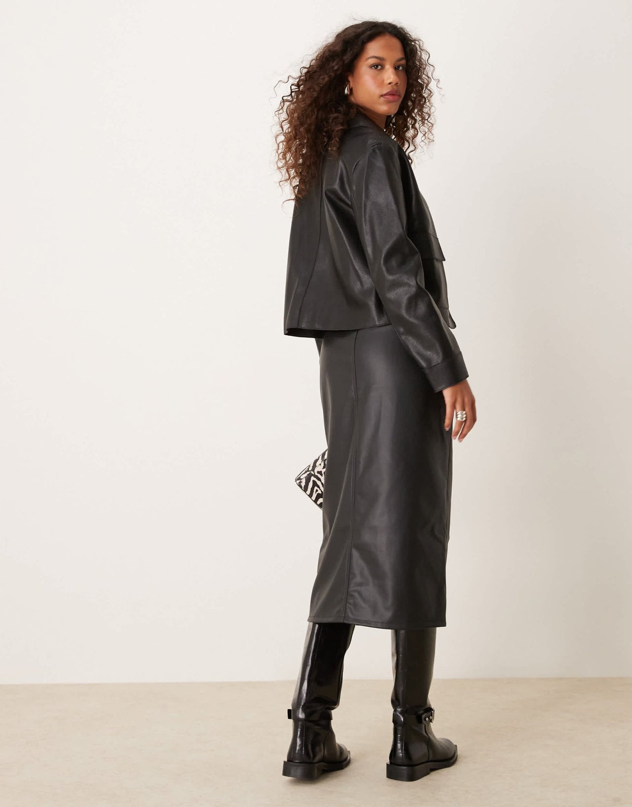 JDY faux leather midi skirt in black - ASOS Sample Sale