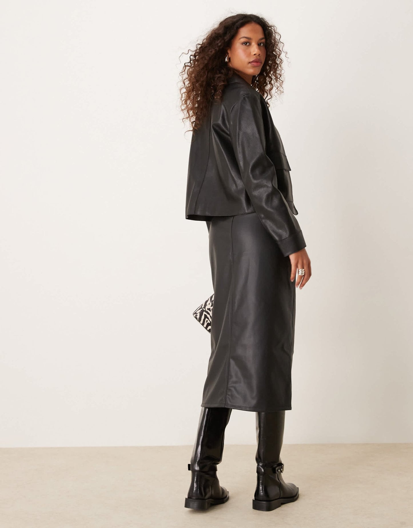 JDY faux leather midi skirt in black - ASOS Sample Sale