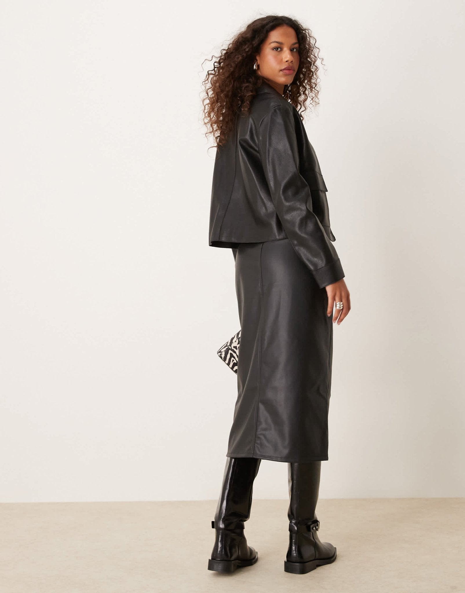 JDY faux leather midi skirt in black - ASOS Sample Sale