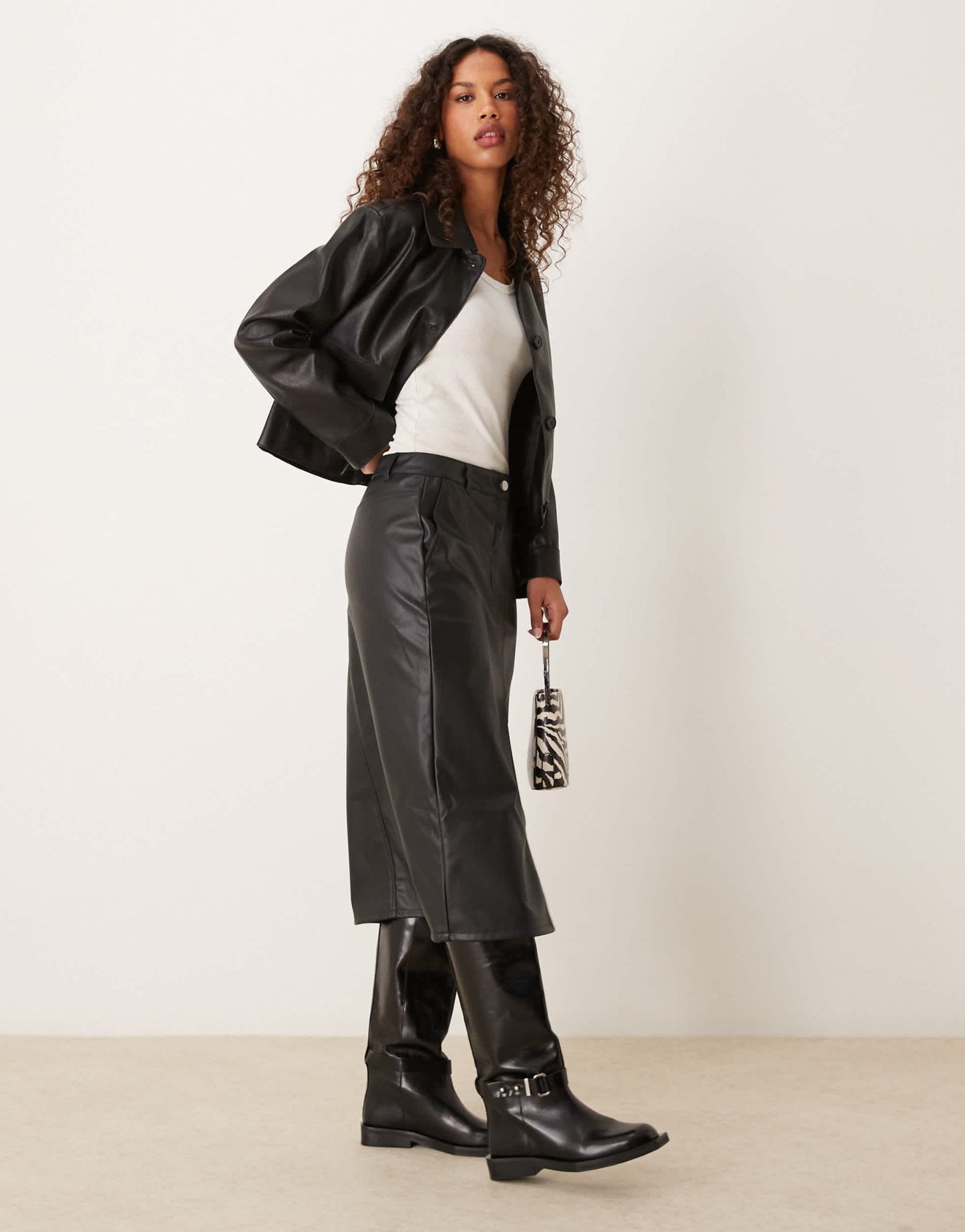 JDY faux leather midi skirt in black - ASOS Sample Sale
