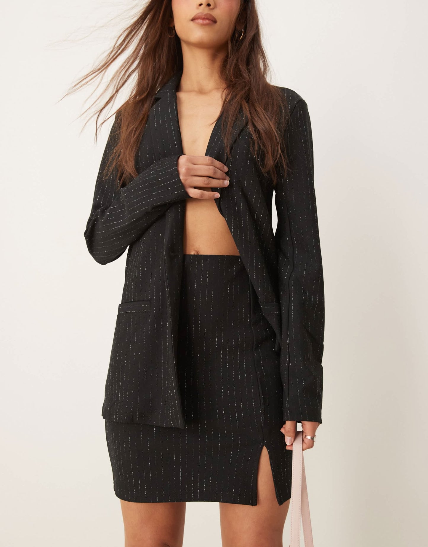 JDY knotch front mini skirt co - ord in black - ASOS Sample Sale