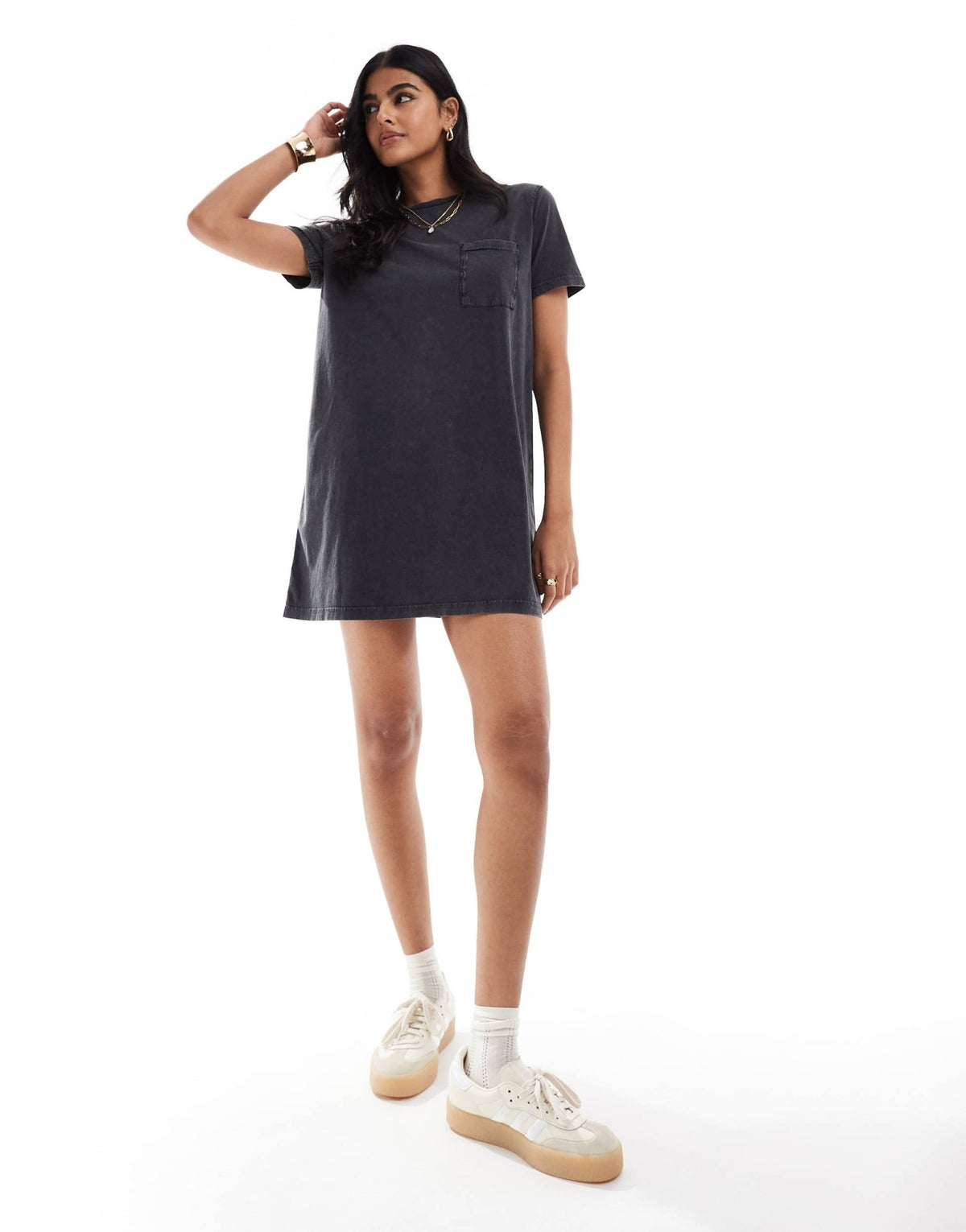 JDY mini pocket t-shirt dress in wash black - ASOS Sample Sale
