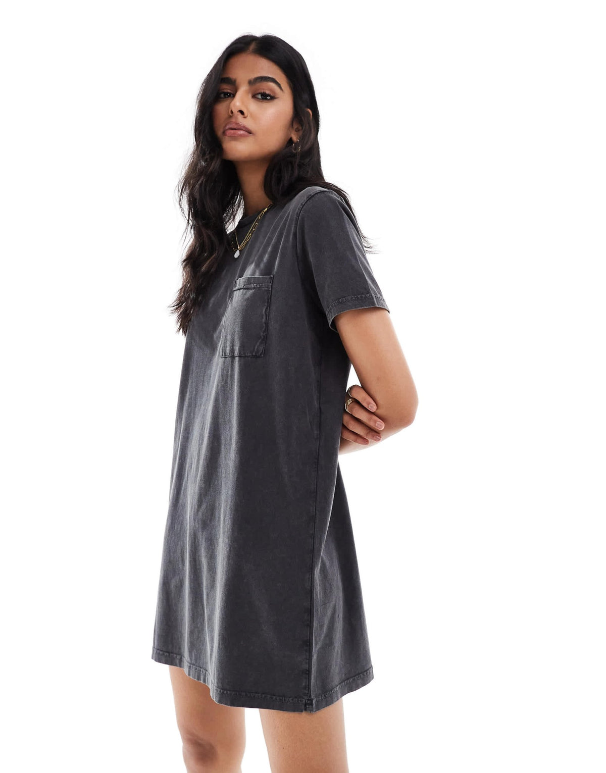 JDY mini pocket t-shirt dress in wash black - ASOS Sample Sale