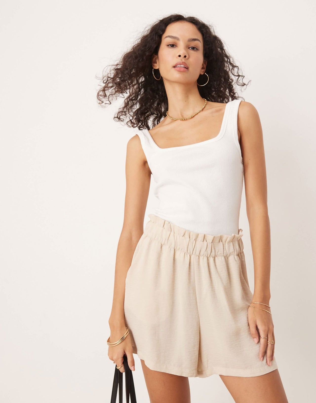 JDY paperbag shorts in beige - ASOS Sample Sale