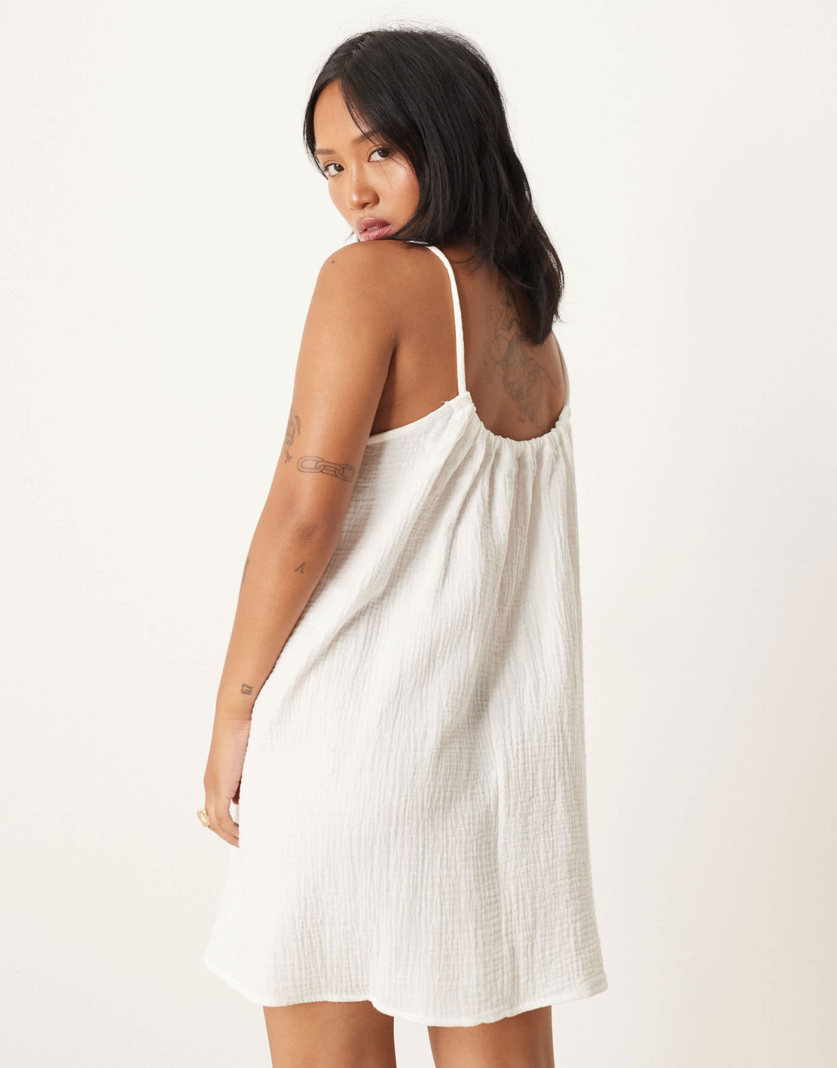 JDY Petite cheesecloth mini dress in white - ASOS Sample Sale