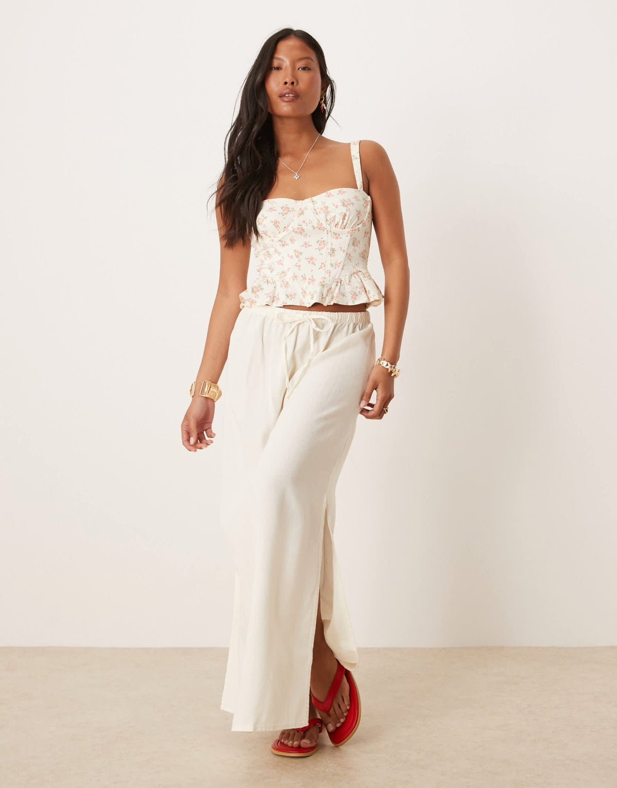 JDY Petite linen mix maxi skirt in white - ASOS Sample Sale