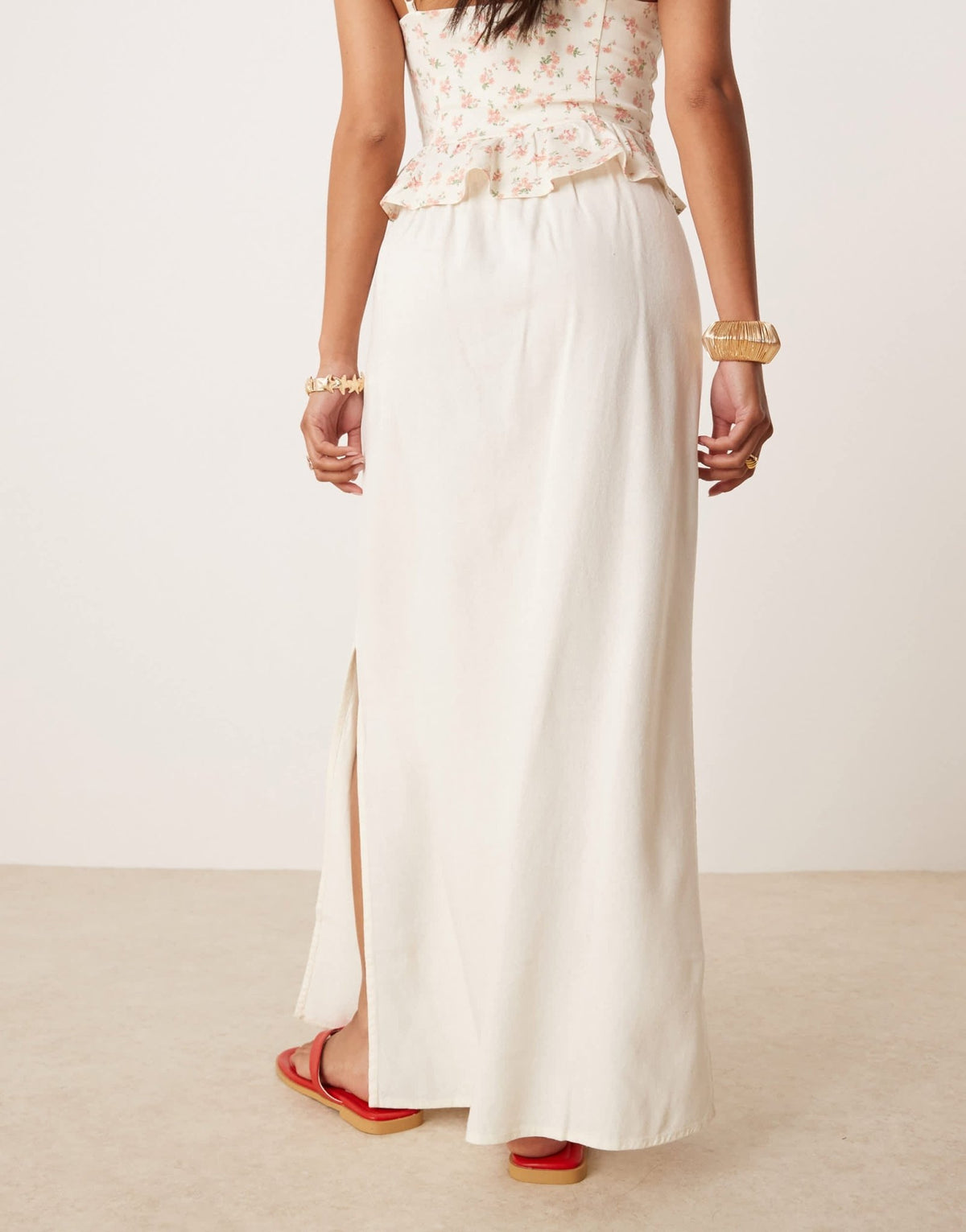 JDY Petite linen mix maxi skirt in white - ASOS Sample Sale