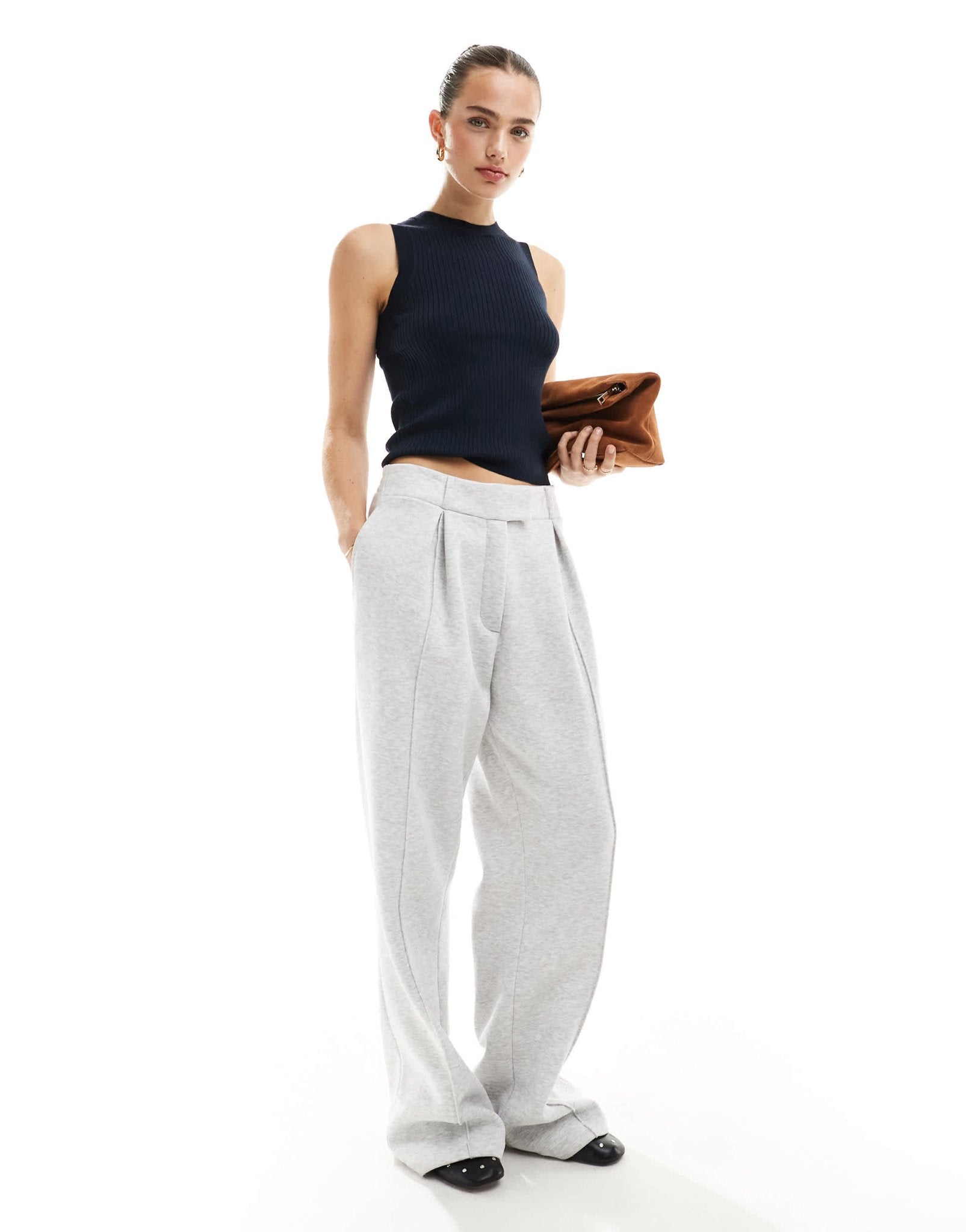 JDY ribbed knitted tank top in navy - ASOS Sample Sale