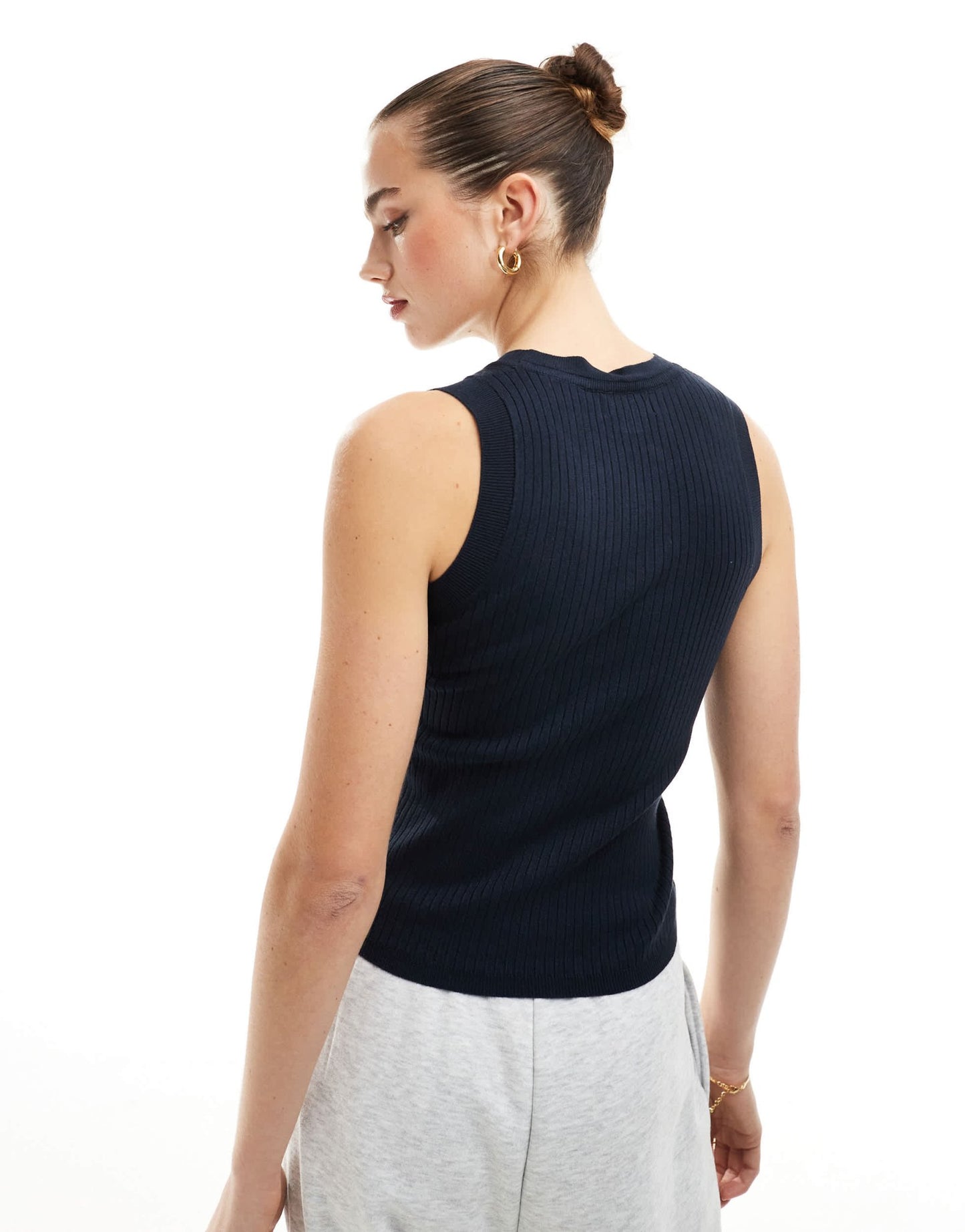 JDY ribbed knitted tank top in navy - ASOS Sample Sale