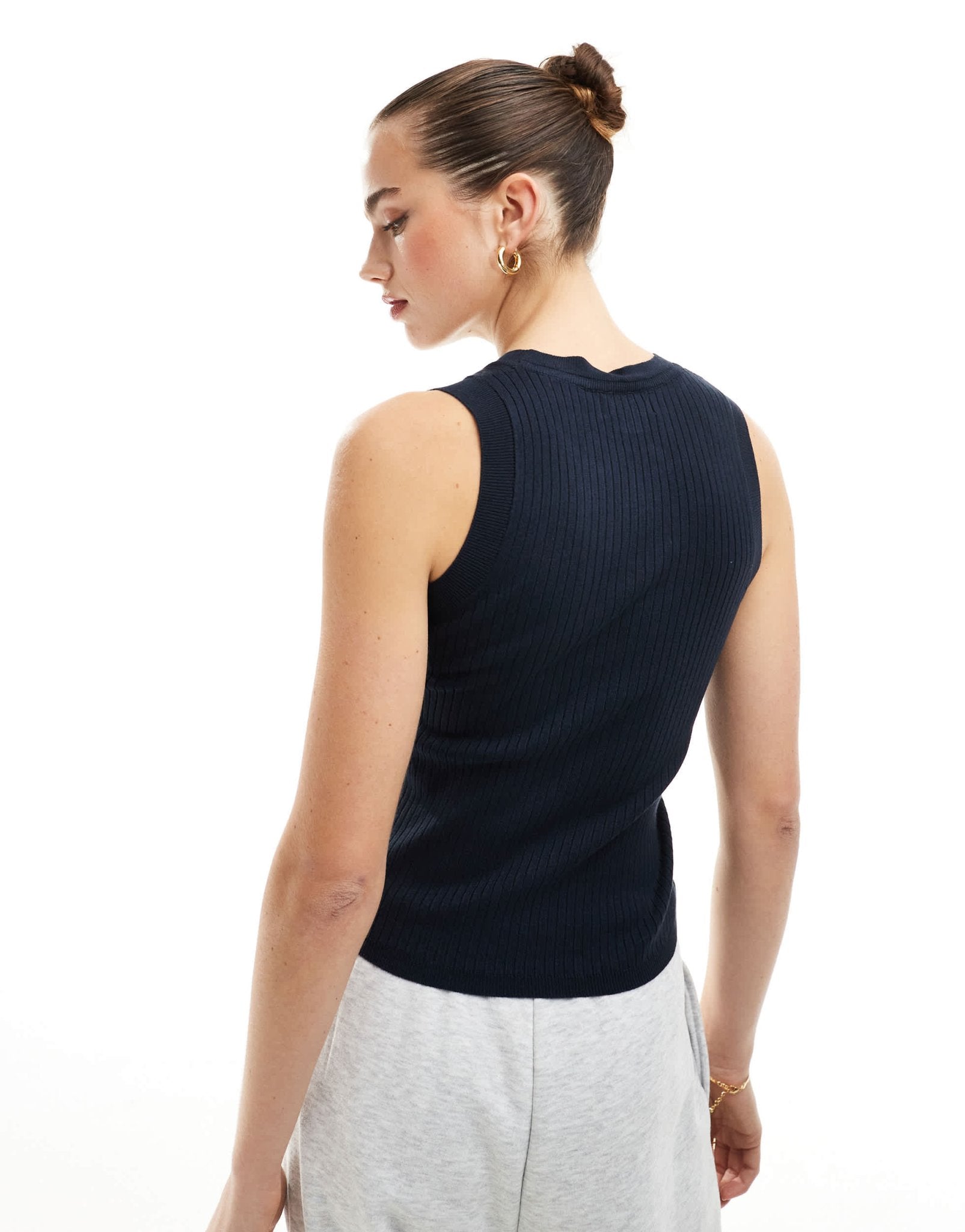 JDY ribbed knitted tank top in navy - ASOS Sample Sale