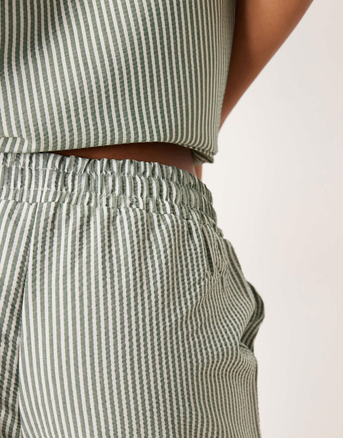 JDY seersucker trousers co-ord in green stripe - ASOS Sample Sale