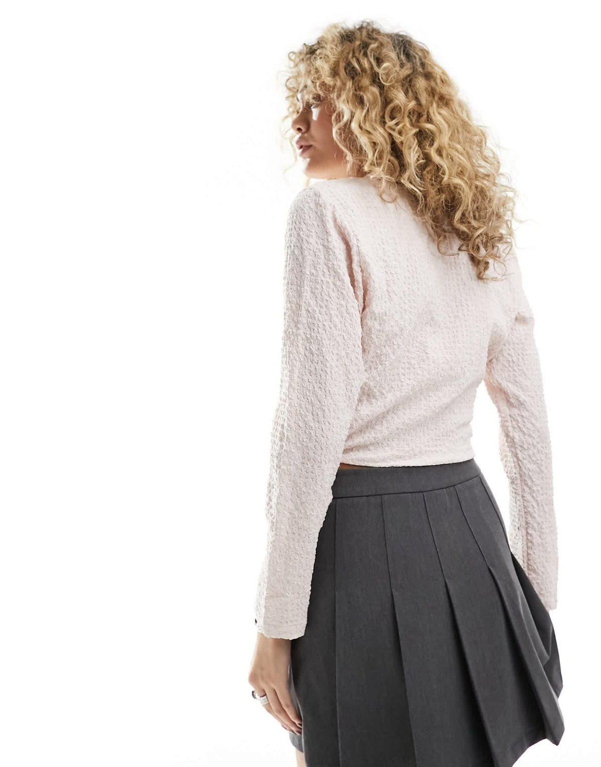 JDY seersucker wrap top in light pink - ASOS Sample Sale