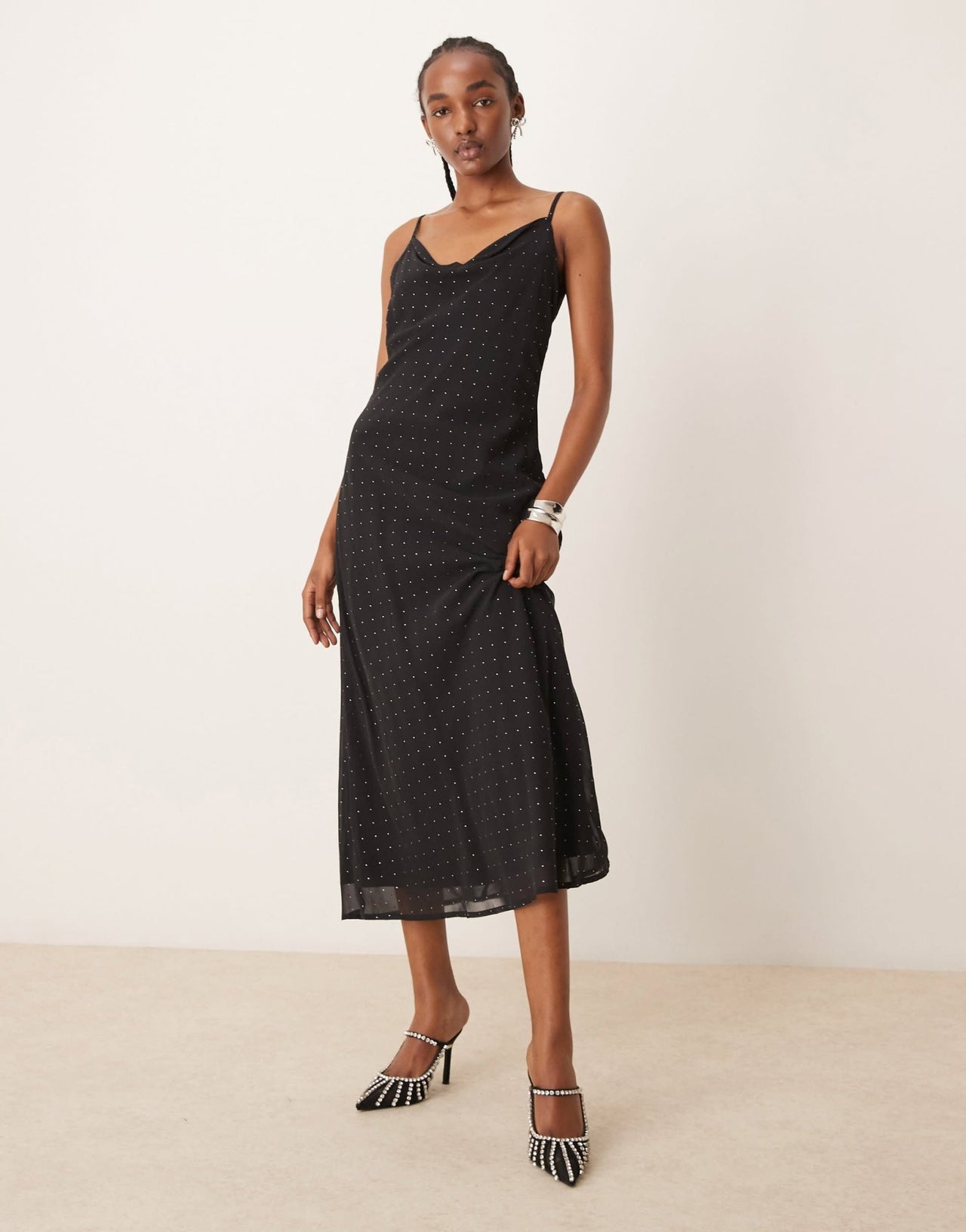 JDY stud details midaxi dress in black - ASOS Sample Sale