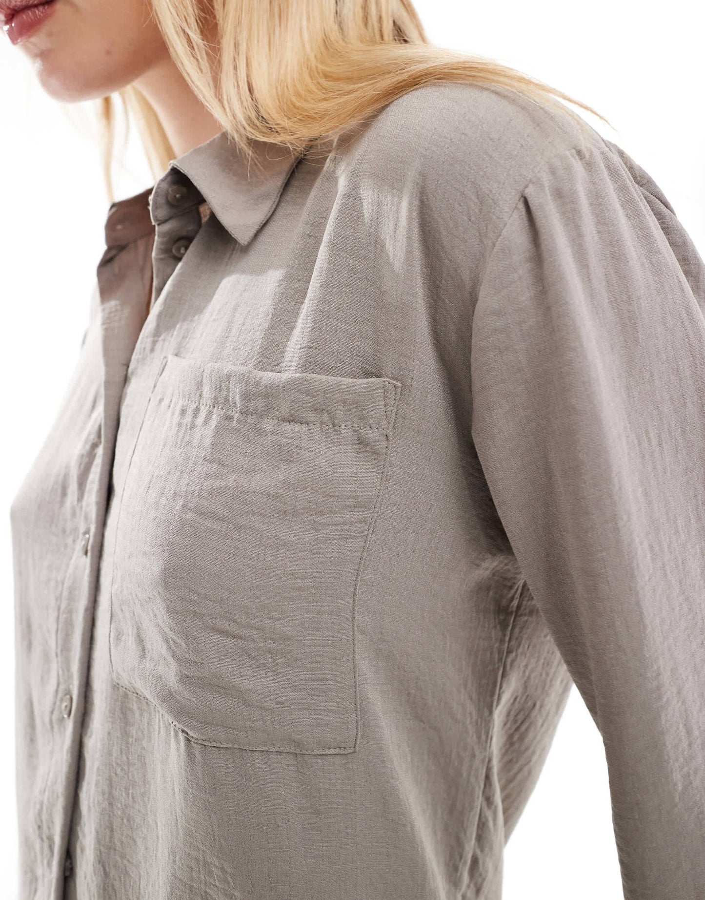 JDY Tall 3/4 sleeve loose shirt co - ord in taupe - ASOS Sample Sale