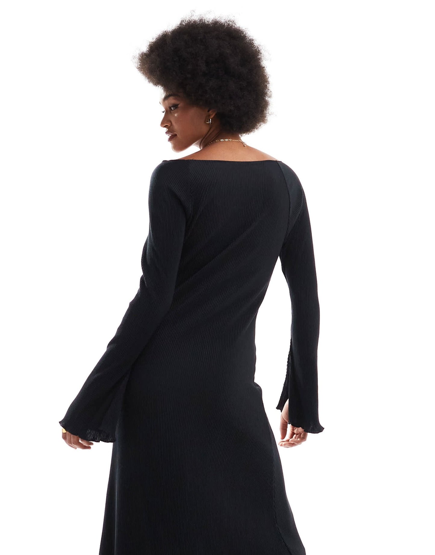 JDY Tall bell sleeve plisse maxi dress in black - ASOS Sample Sale