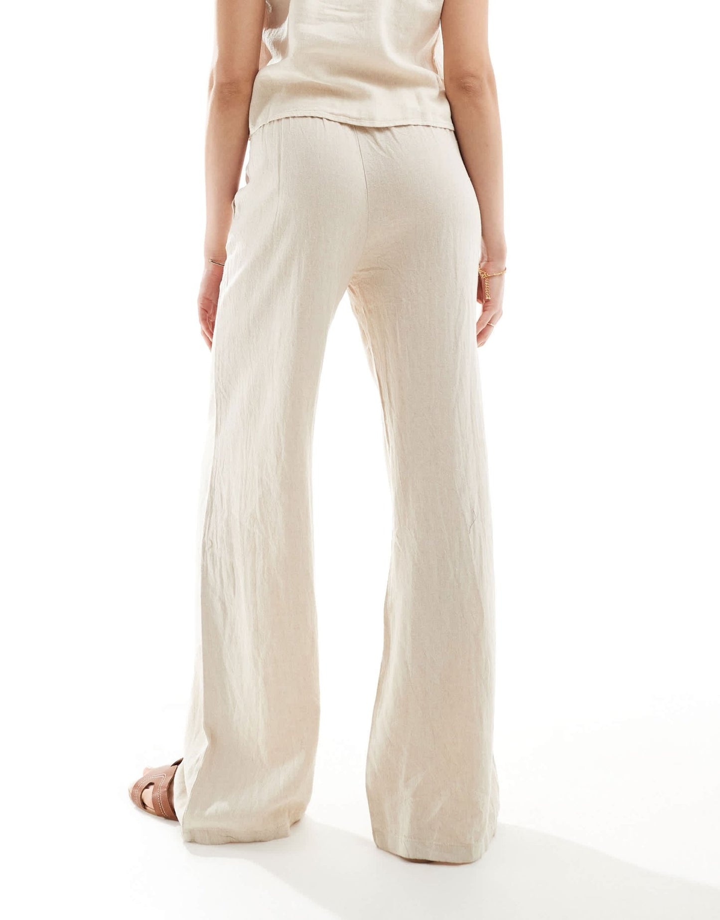 JDY Tall loose fit linen mix trouser co - ord in beige - ASOS Sample Sale