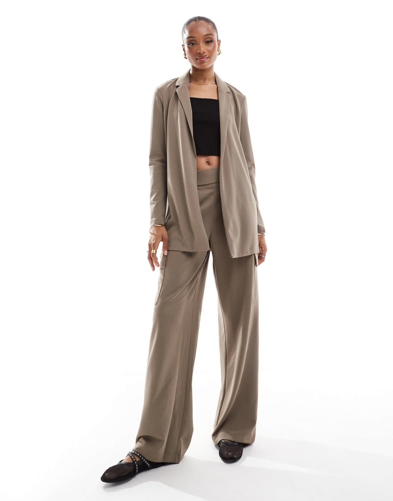 JDY Tall side pocket cargo trousers co - ord in brown - ASOS Sample Sale
