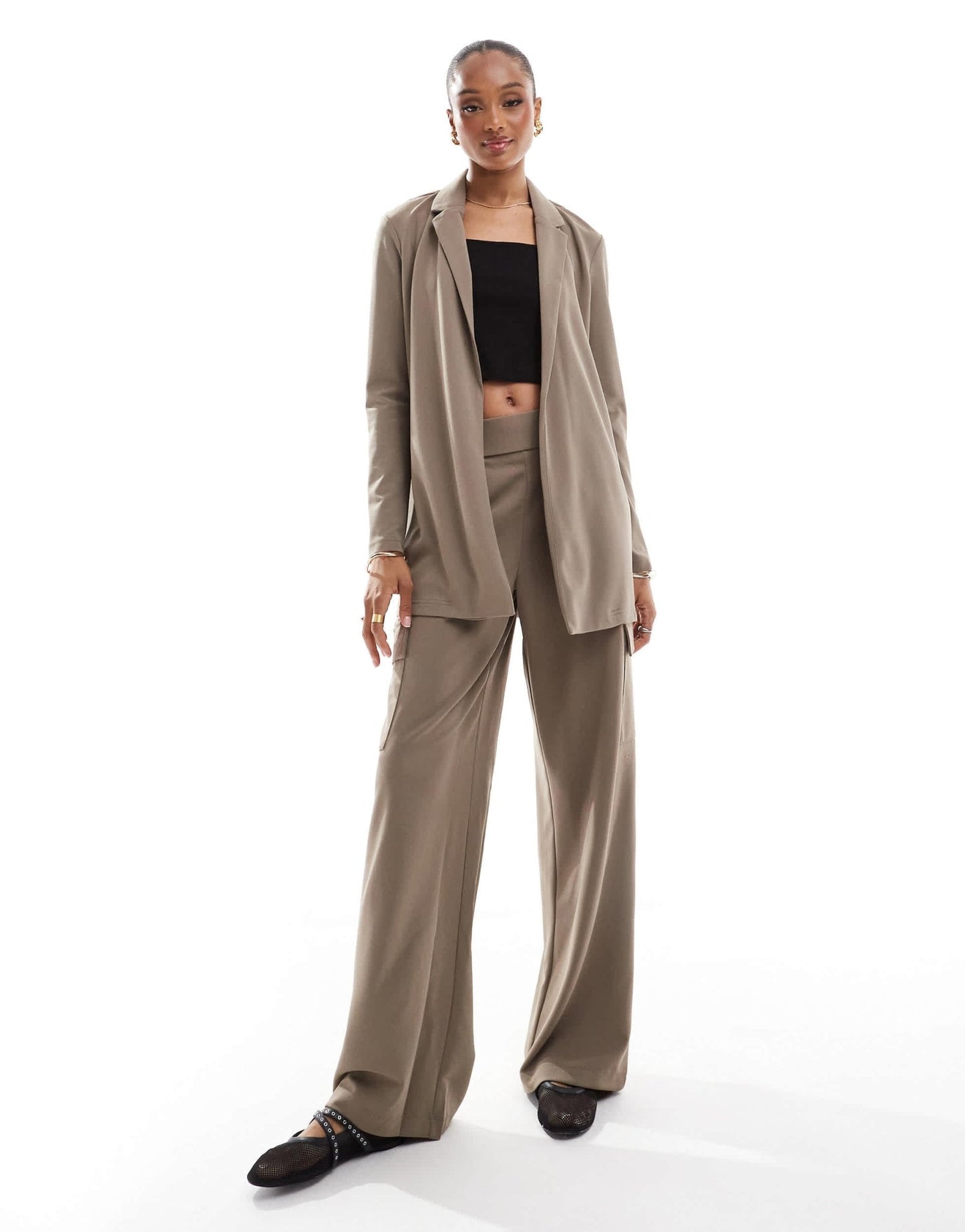 JDY Tall side pocket cargo trousers co - ord in brown - ASOS Sample Sale