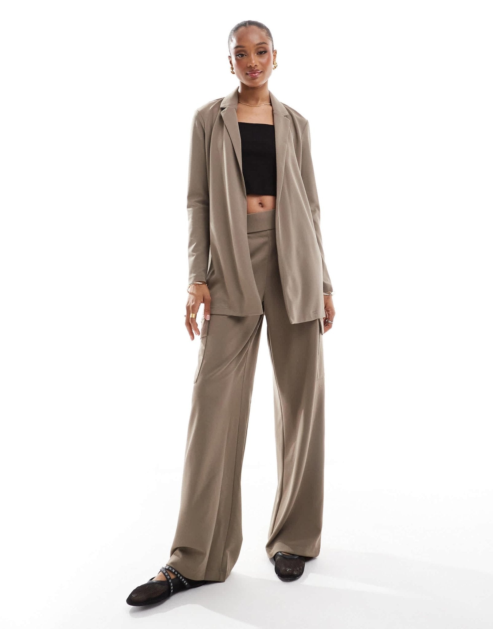 JDY Tall side pocket cargo trousers co - ord in brown - ASOS Sample Sale
