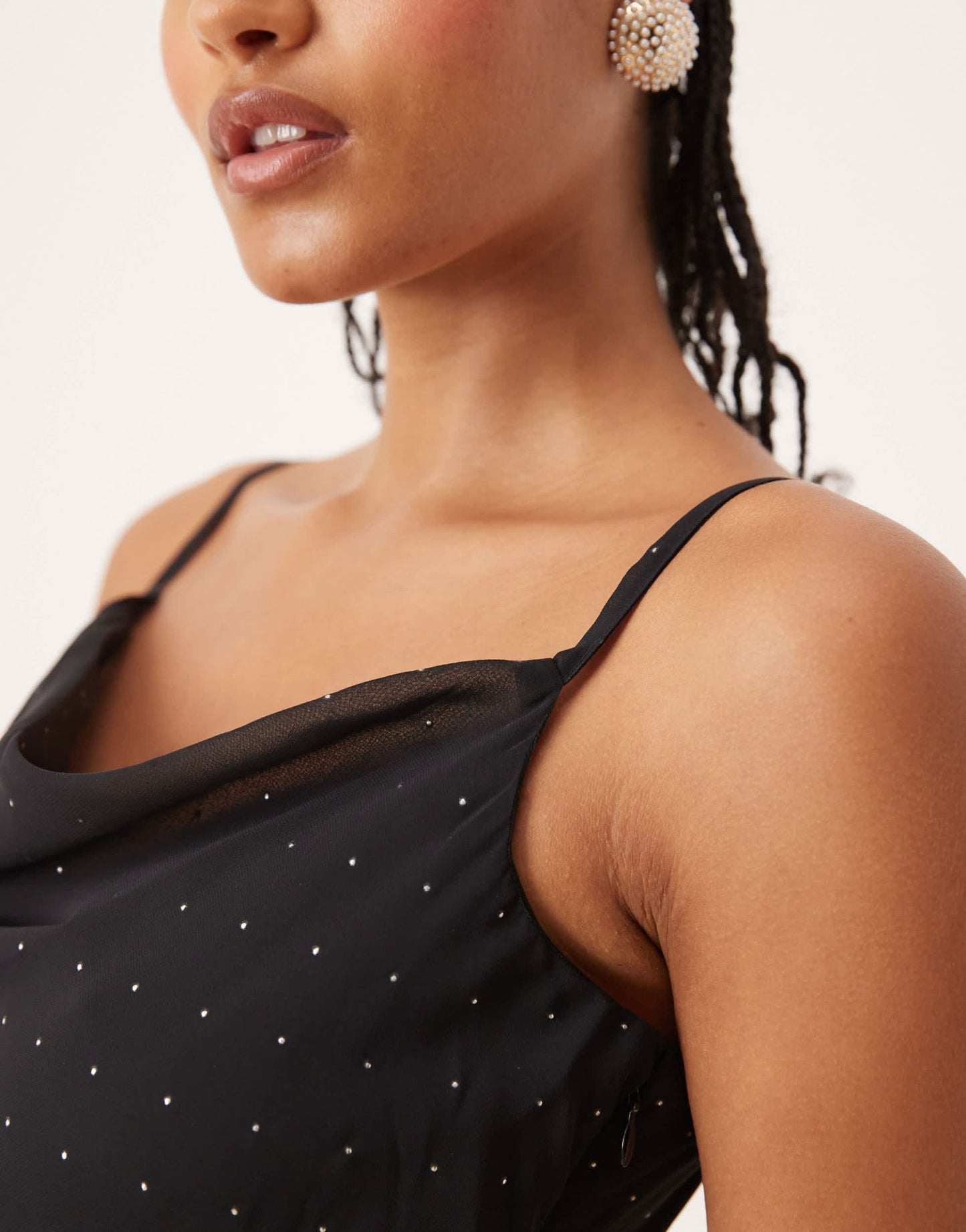 JDY Tall stud details midaxi dress in black - ASOS Sample Sale