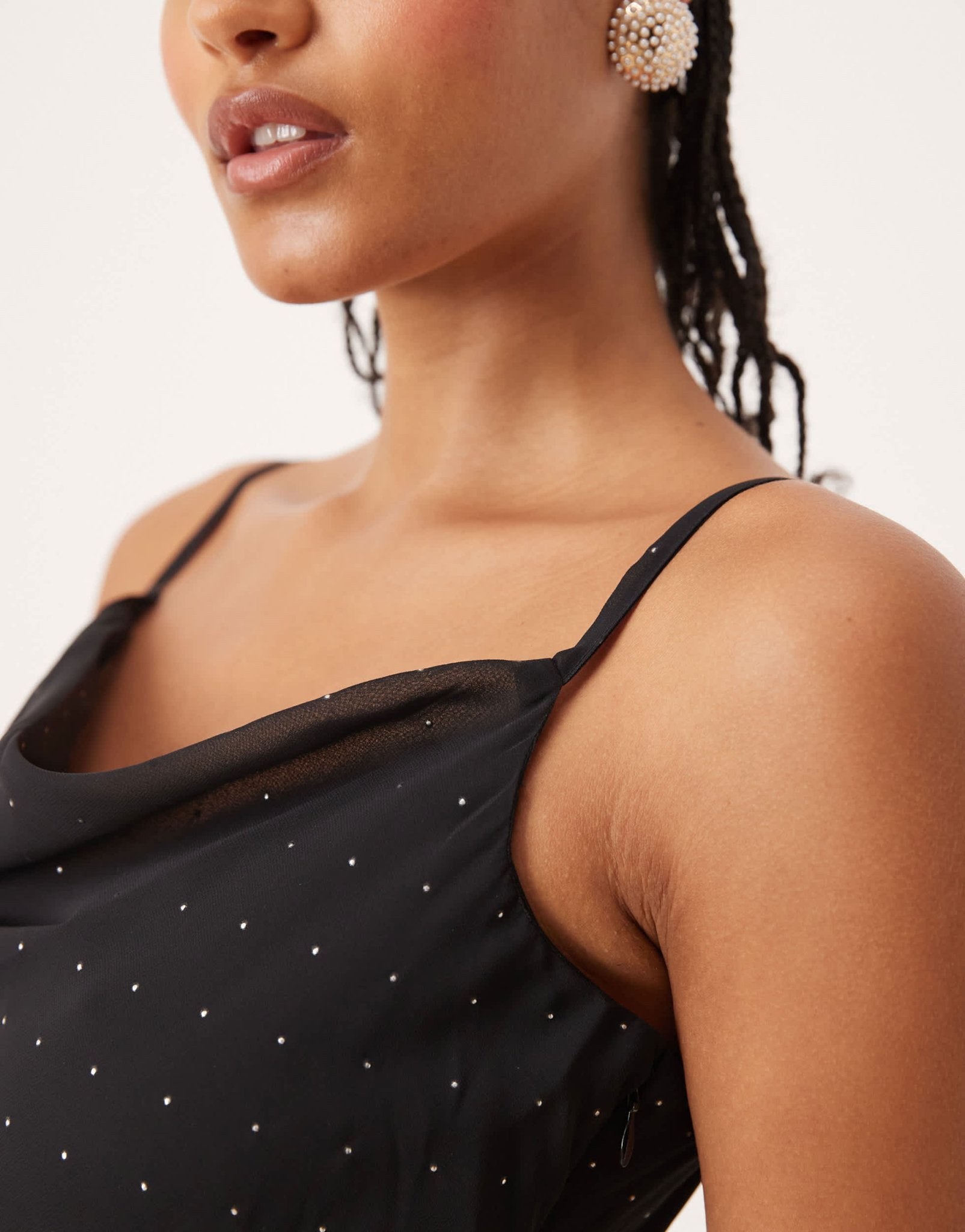 JDY Tall stud details midaxi dress in black - ASOS Sample Sale