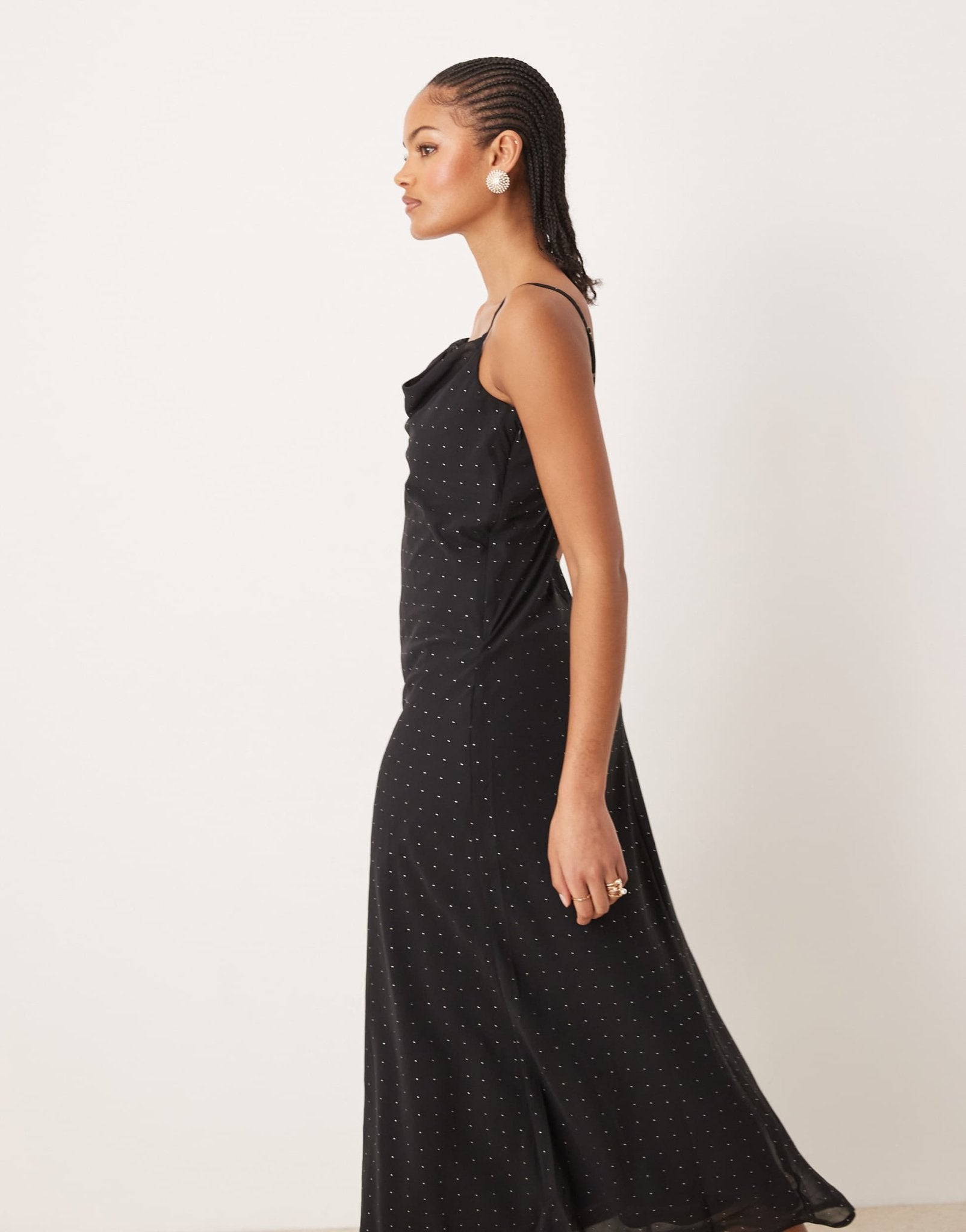JDY Tall stud details midaxi dress in black - ASOS Sample Sale
