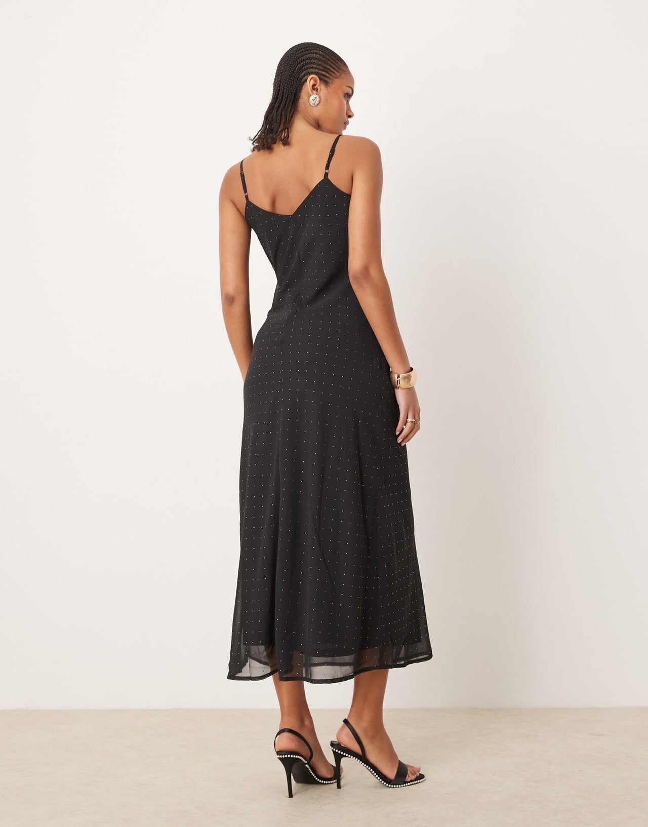 JDY Tall stud details midaxi dress in black - ASOS Sample Sale