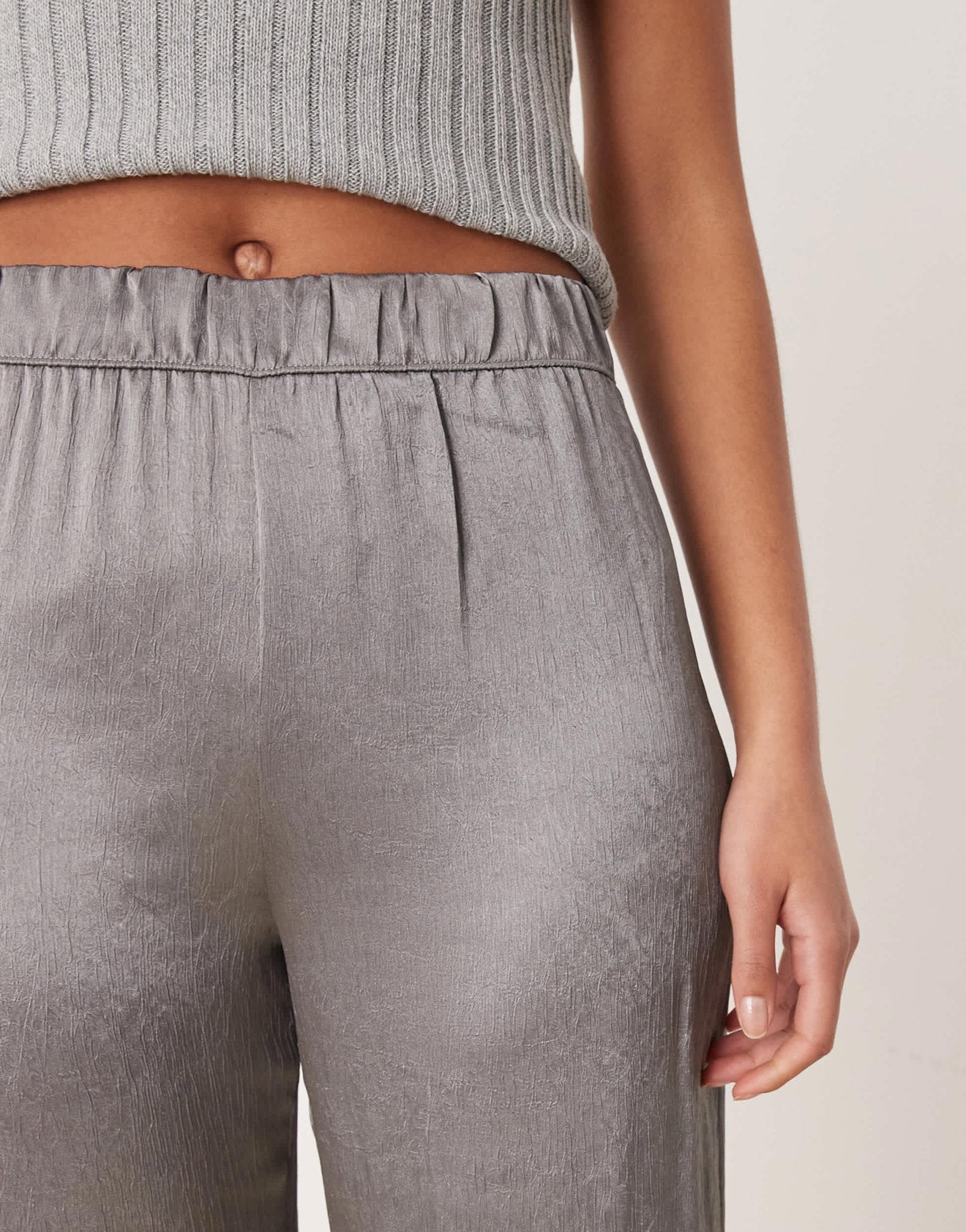 JDY Tall wide leg metallic trousers in grey - ASOS Sample Sale