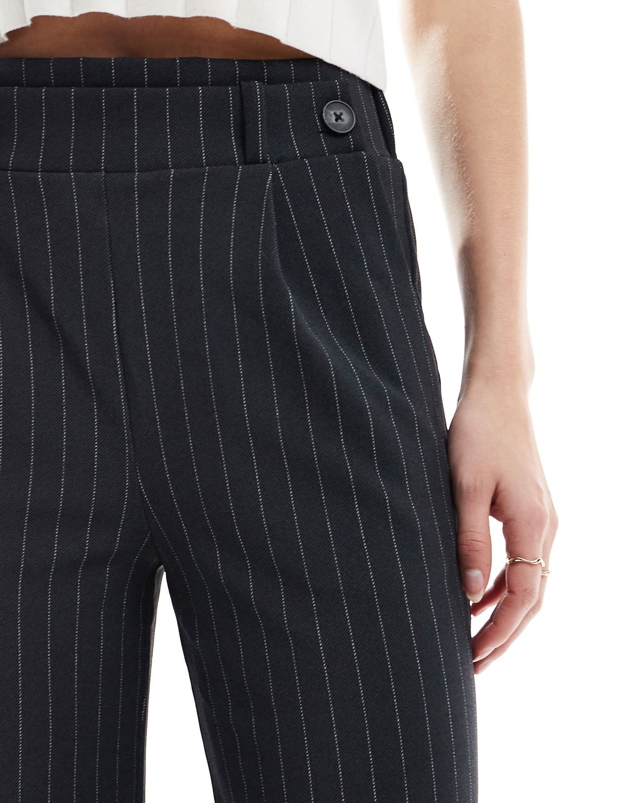 JDY Tall wide leg trousers in dark grey pinstripes - ASOS Sample Sale
