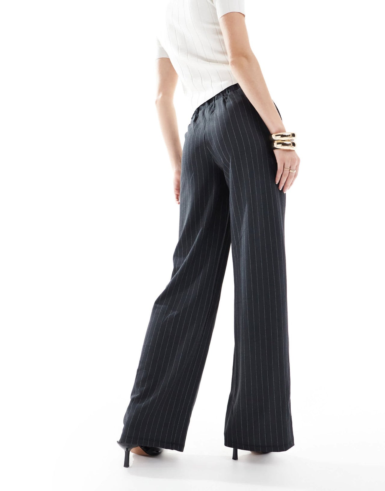 JDY Tall wide leg trousers in dark grey pinstripes - ASOS Sample Sale