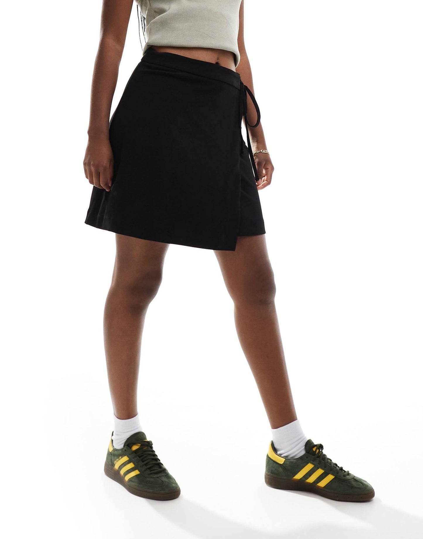 JDY tie detail tailored mini skirt in black - ASOS Sample Sale
