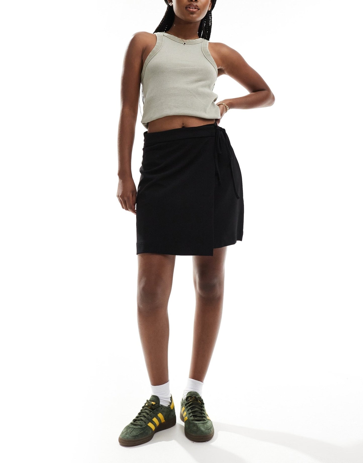 JDY tie detail tailored mini skirt in black - ASOS Sample Sale