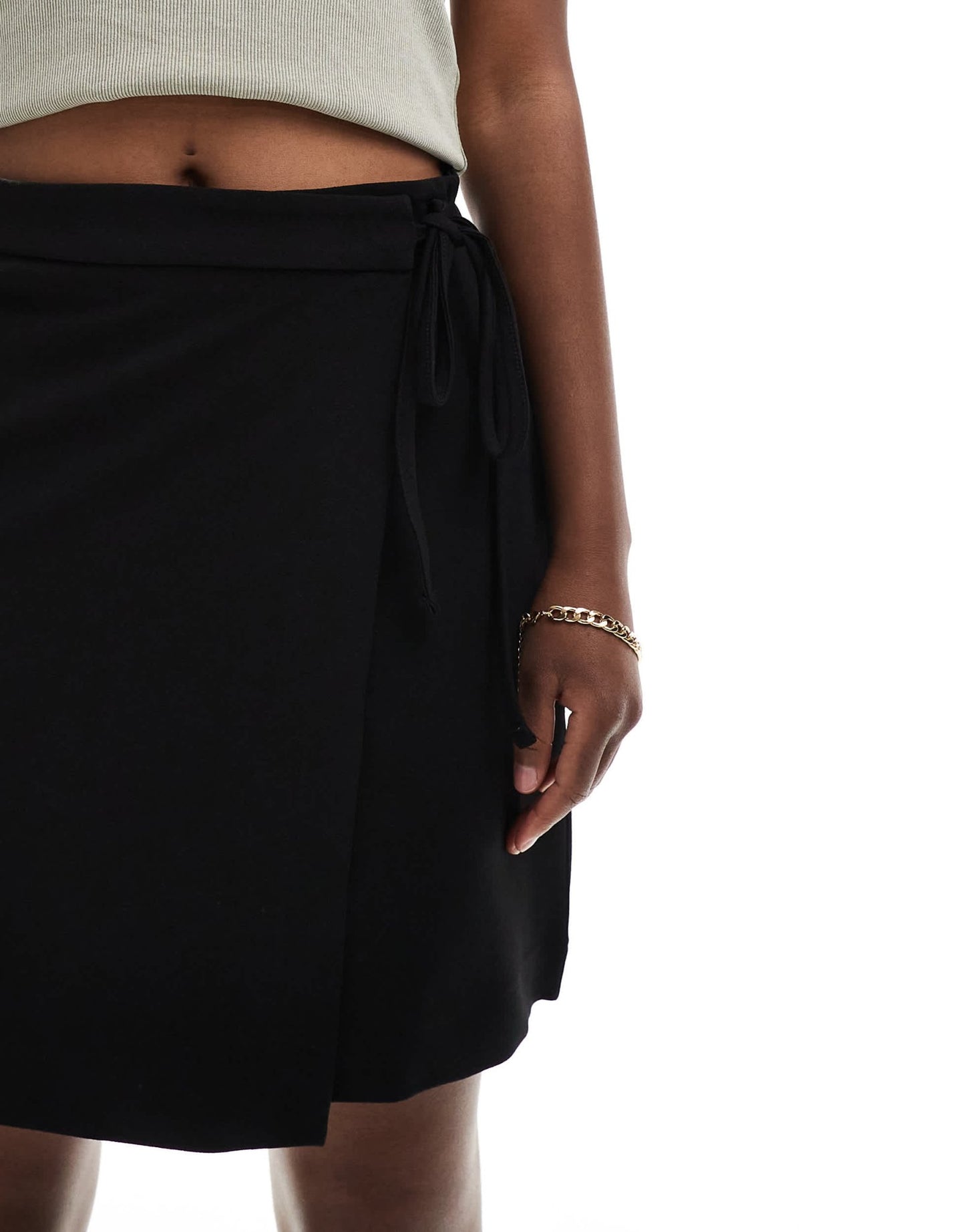 JDY tie detail tailored mini skirt in black - ASOS Sample Sale