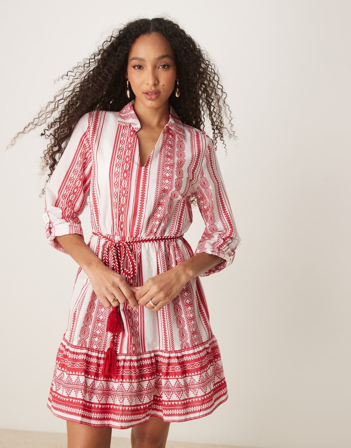 JDY tie waist mini dress in red print - ASOS Sample Sale
