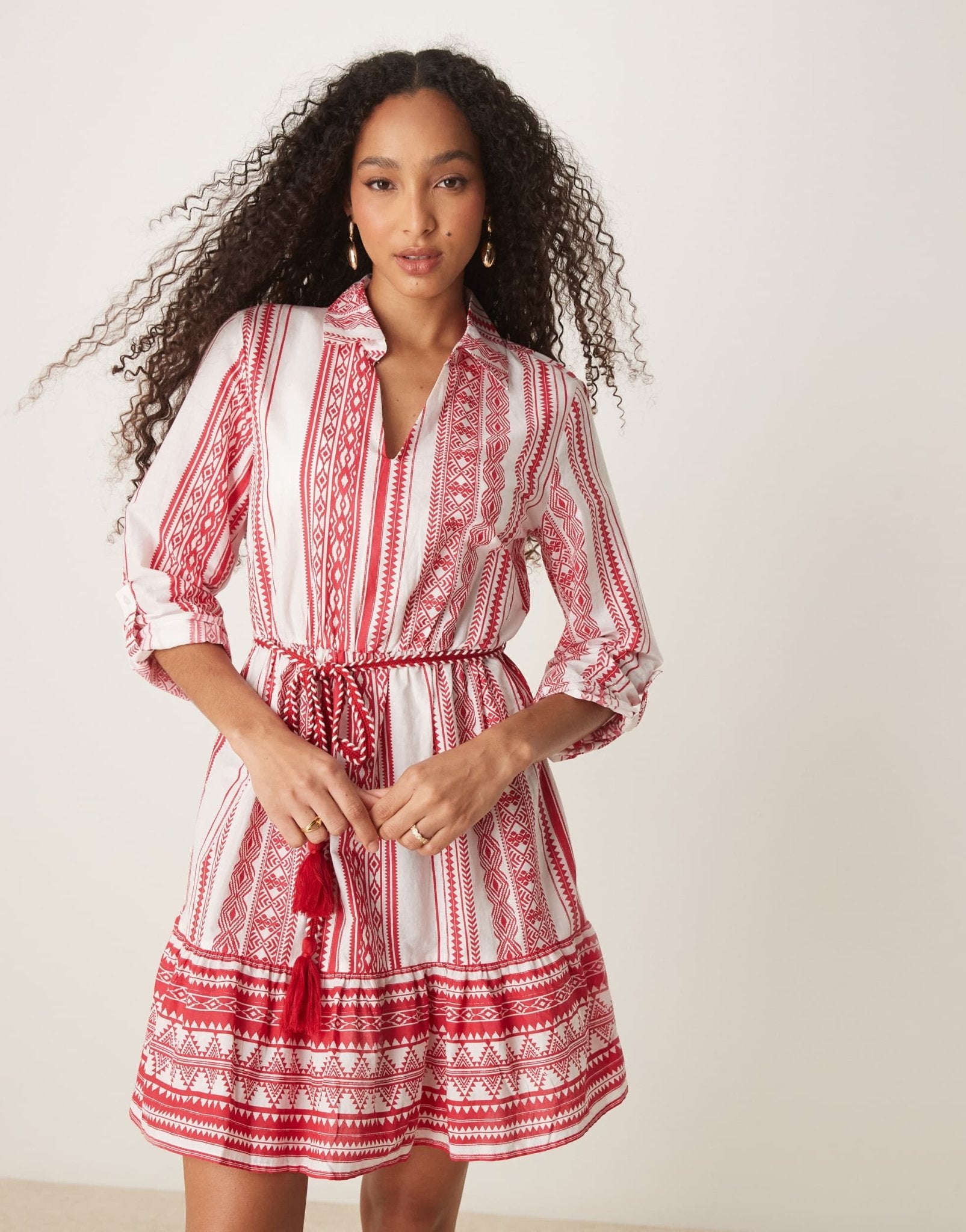JDY tie waist mini dress in red print - ASOS Sample Sale