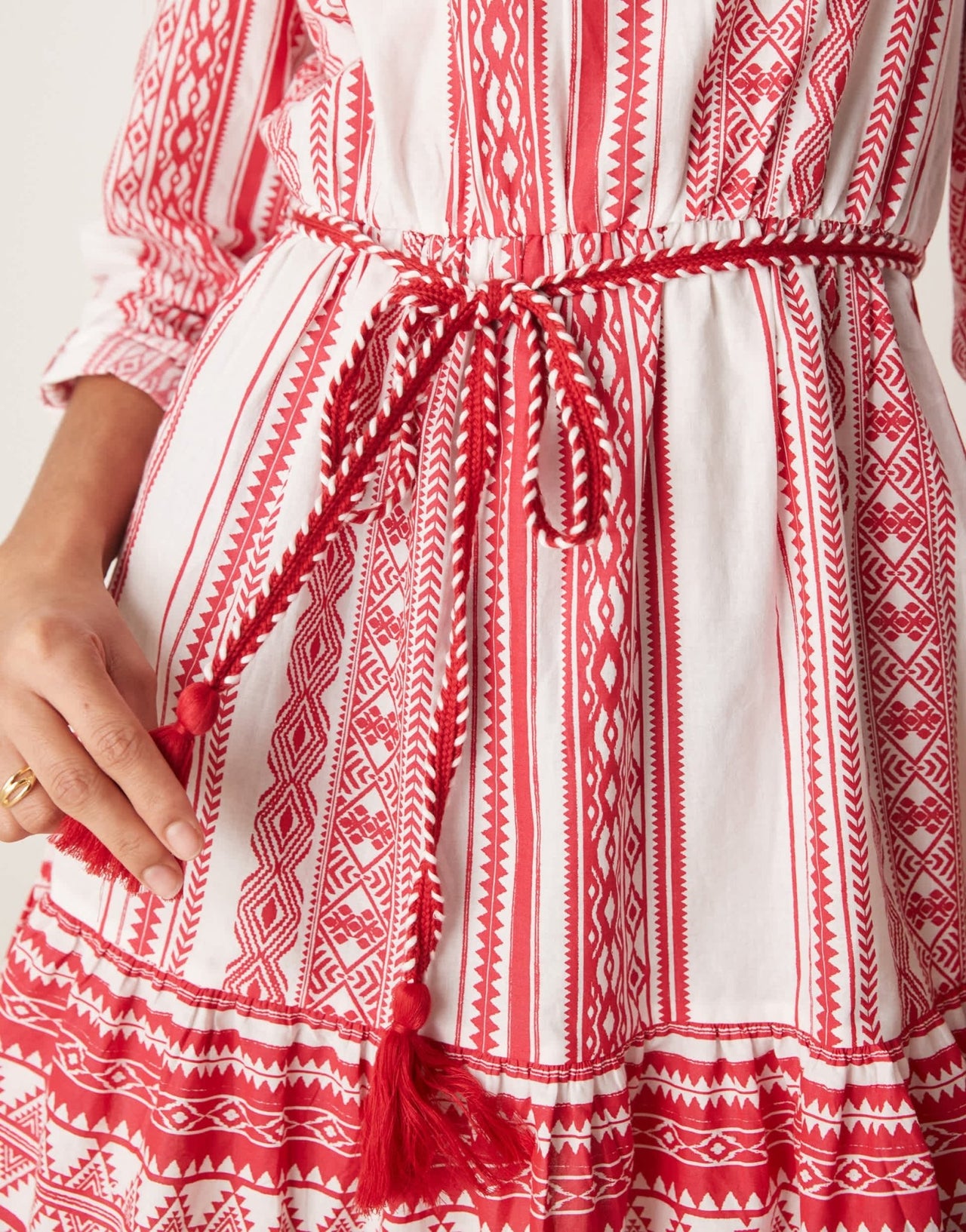 JDY tie waist mini dress in red print - ASOS Sample Sale
