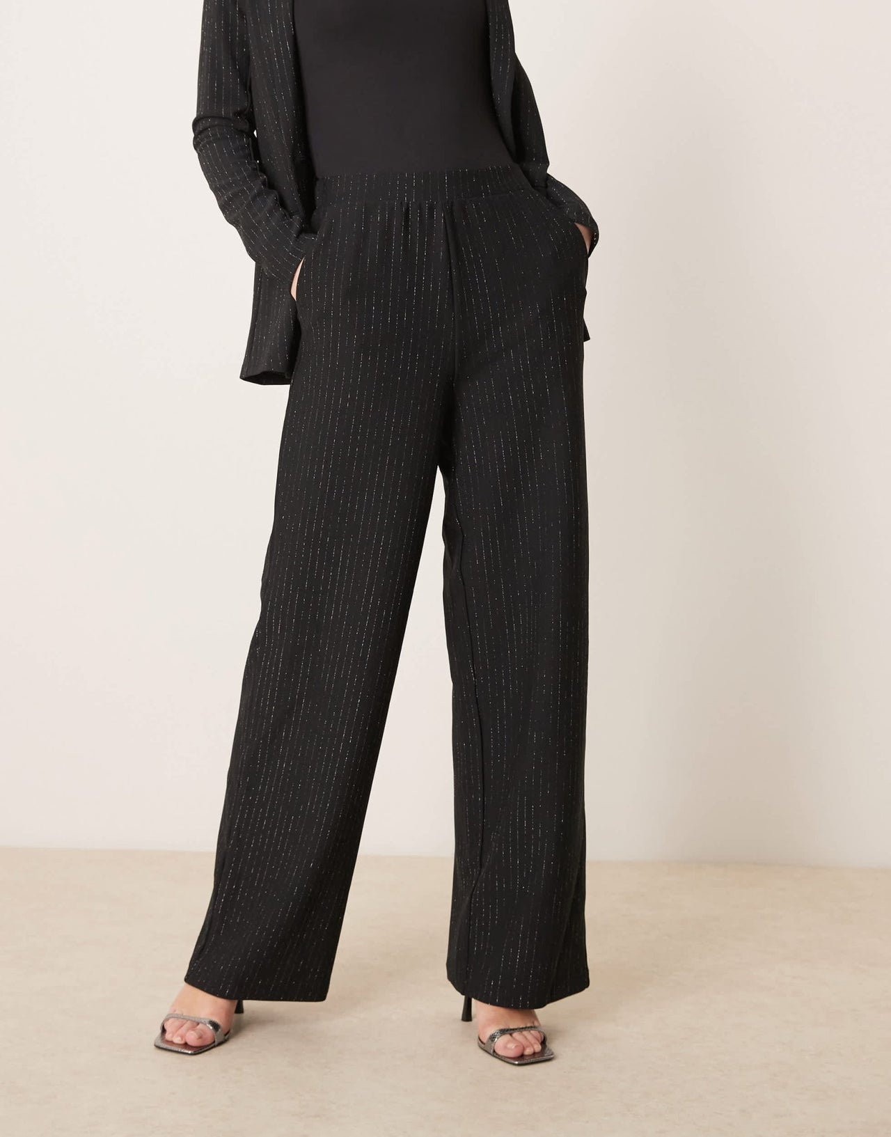 JDY wide leg trousers co - ord in black - ASOS Sample Sale